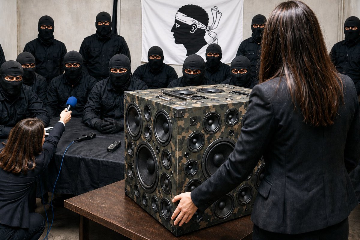 ribelation's tweet photo. #FLNC : DES "BOMBES SONORES" POUR EFFRAYER LES PINZUTI.
" Nous avons développé une technologie de bombes sonores : la BAS "Buffiton Apocalypse Surround" qui nous permet de reproduire à l'identique le son spectaculaire de l'explosion d'une villa..."
https://t.co/cs6VJcoMsU https://t.co/1trHZclBR6