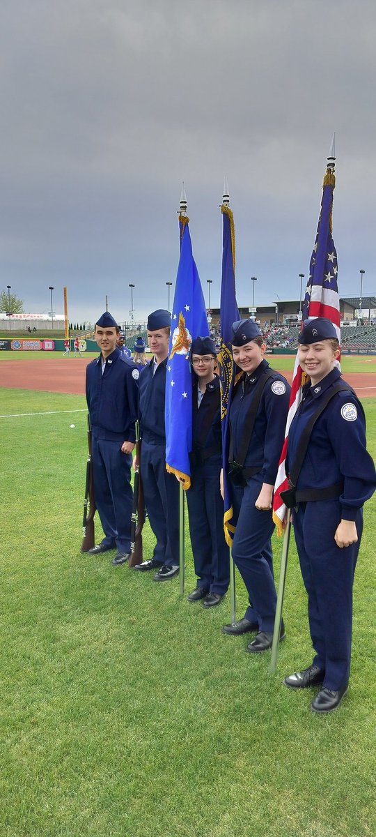 AFJROTCPHS's tweet photo. Omaha Storm Chasers color guard today! https://t.co/J7cQY0cOTr