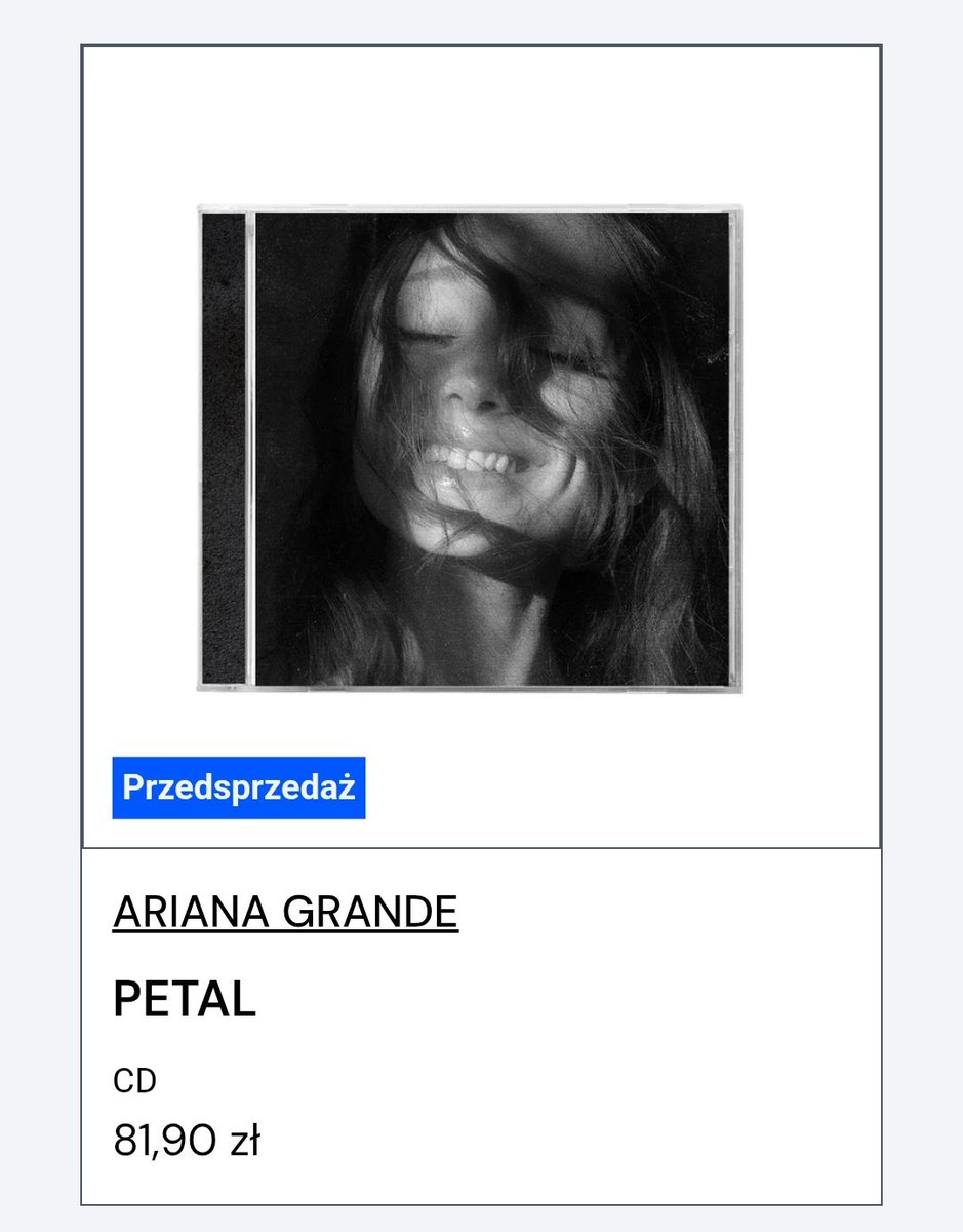 InfoArianaPL's tweet photo. 🚨 W oficjalnym sklepie Universal Music Polska, możecie już zamówić nowy album Ariany w przedsprzedaży!
Dostępne są dwie wersje winyla, CD oraz kaseta ꕤ

📎: https://t.co/CoziyJDHxR https://t.co/fK1DrPHAlF