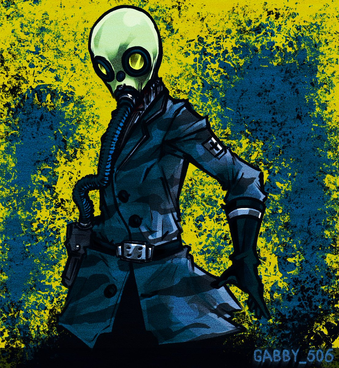 gabby_506's tweet image. Kevin(OC) in gasmask 
#art #oc #digitalart