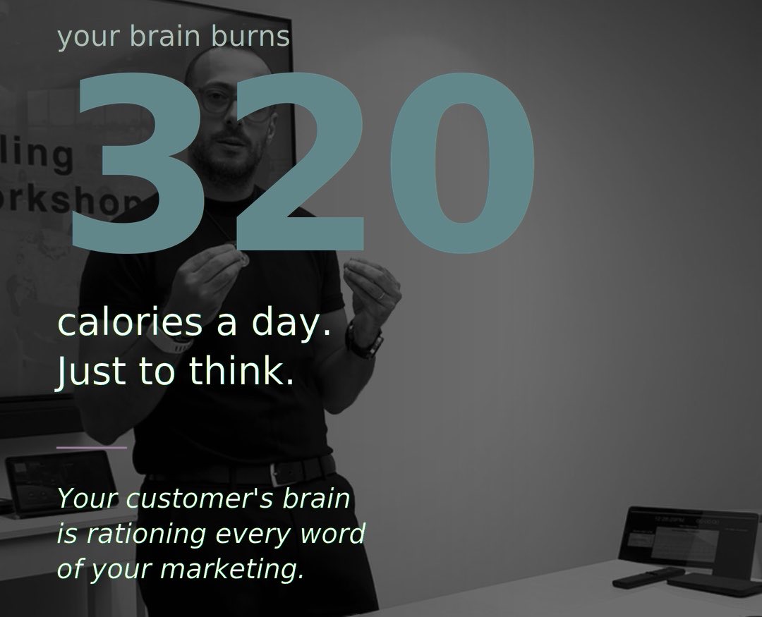 Dimurra's tweet photo. Most #marketing fails because it asks the brain to spend too much.

The best marketing? It asks for less and gives back more.

I put the #science, the data, and a simple 3-question test in the new blog post. It will change how you think about marketing. 

https://t.co/s9xkPbBFot https://t.co/3Twe5z6IQ5
