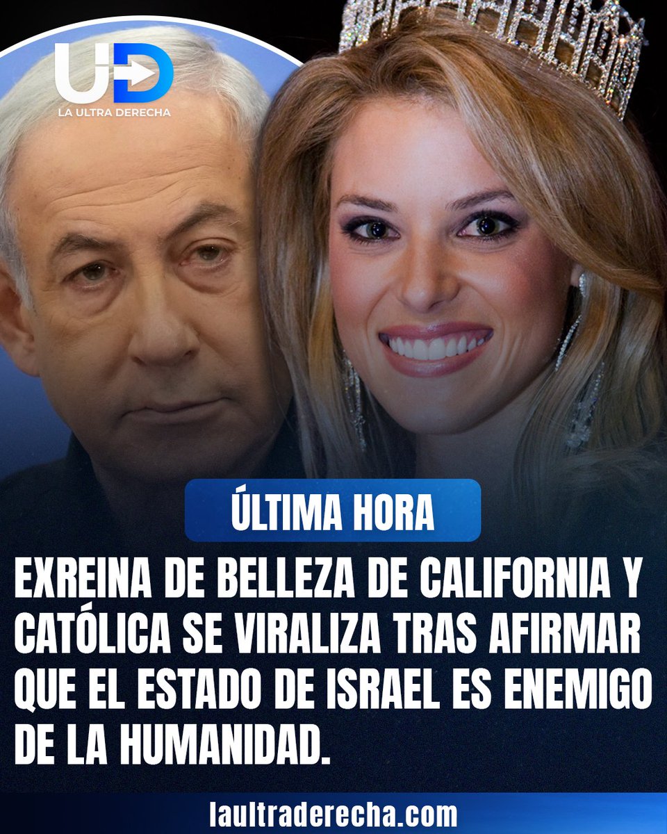 🇺🇸|🔥#VIRAL La exreina de belleza católica de California, <a href="/CarriePrejean1/">Carrie Prejean Boller</a>, se viralizó internacionalmente tras afirmar que el Estado de Israel es enemigo de la humanidad, alcanzando cientos de miles de cuentas y desatando una lluvia de comentarios en redes sociales.