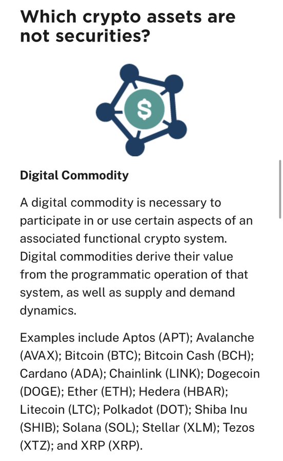 TheMoonHailey's tweet image. 💣 BOOOOOOOOOOOOOOM!! 

The SEC has released the OFFICIAL Digital Commodity list: 

💥 $AVAX
💥 $BTC
💥 $BCH
💥 $ADA
💥 $LINK
💥 $DOGE
💥 $ETH
💥 $HBAR
💥 $LTC
💥 $DOT
💥 $SHIB
💥 $SOL
💥 $XLM
💥 tezos:native 
💥 ripple:native