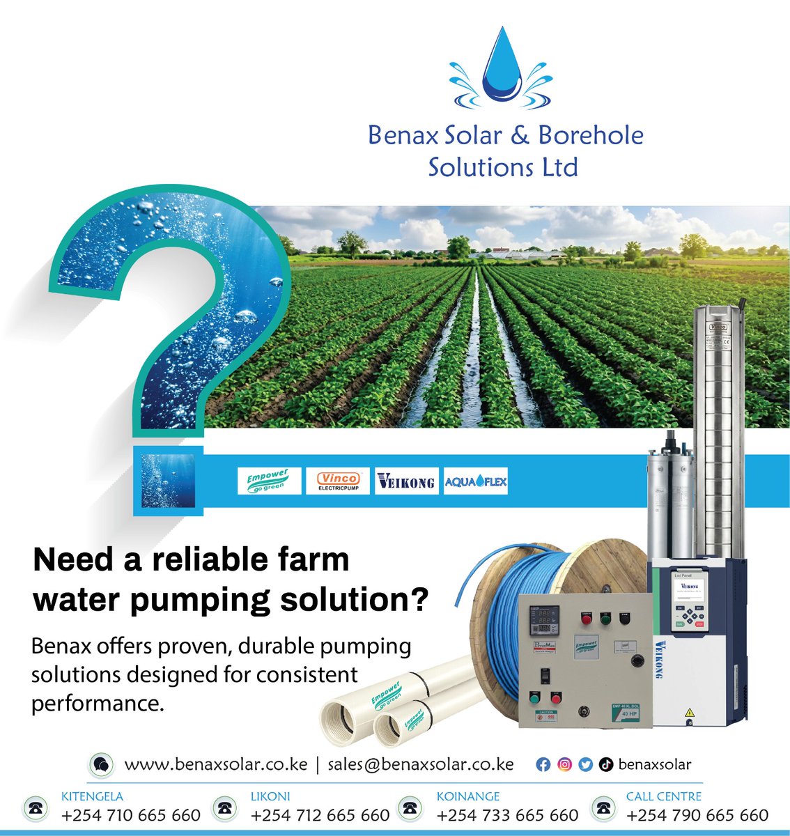 Keyknowthier's tweet photo. Reliable water is the backbone of successful farming.

If your farm depends on consistent water supply, it’s time to invest in a solution that won’t fail you. https://t.co/gbTCxa2SKF