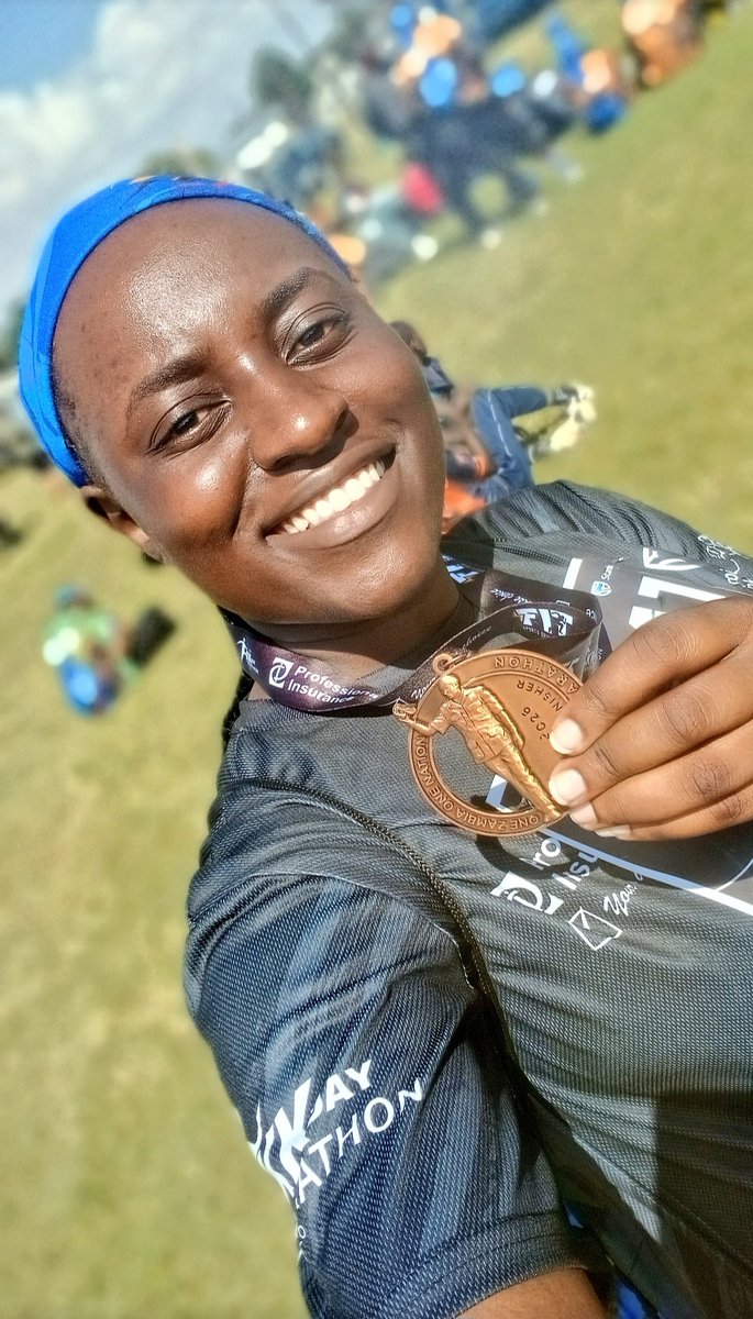 DidiChilongo's tweet photo. I set my mind to it, and I did it! 💪🏽 KK Marathon - 21.1KM 🏃🏽‍♀️🙌🏽

Honouring the legacy of Zambia's First Republican President and Founding Father, Dr. Kenneth David Buchizya Kaunda. 

Tiyende Pamodzi ndim’tima umo...🎶🎶

#OneZambiaOneNation 
#KKMarathon https://t.co/G0xTEYdgSL