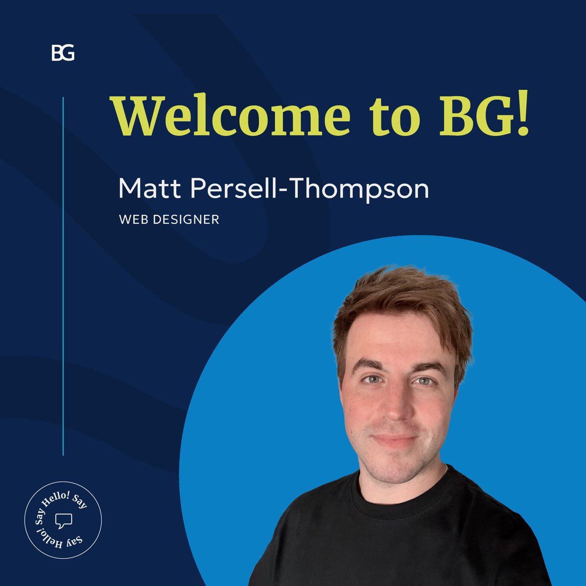 Please welcome Matt Persell-Thompson to BG as our newest Web Designer! 💻 Matt brings a strong passion for web design and development, and we’re excited to have him grow alongside our collaborative team. 

Welcome to the team, Matt! 👏