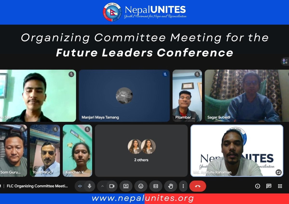 unites_nepal's tweet image. Our Organizing Committee Meeting for the Future Leaders Conference has been successfully completed. We had productive discussions on key plans and next steps.
More updates coming soon! Stay connected!
#NepalUnites #youth #FutureLeadersConference #NextGenLeaders  #StrongerTogether