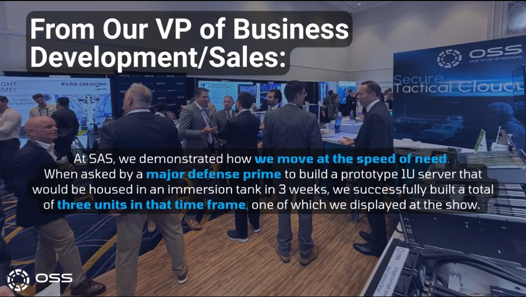 MegatrendGlobal's tweet image. Interesting!!! 😲

$OSS just dropped a recap video from the @SeaAirSpace last week. Remember that brand-new, SWaP-optimized #Oceanside 1U SDS Immersion server I mentioned? 

It turns out it was a prototype built specifically for a Major Defense Prime.

A prime doesn't commission