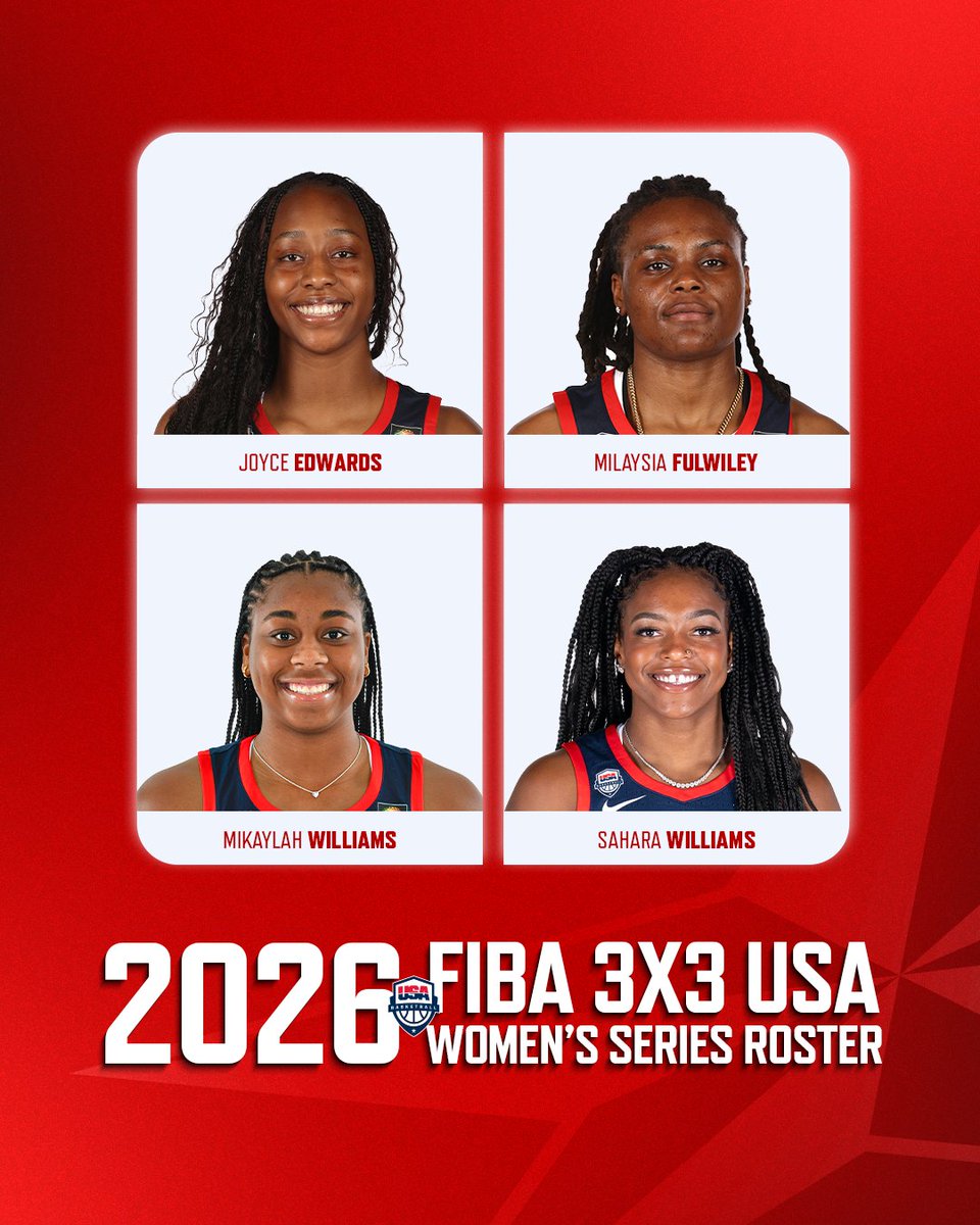 ✨ Introducing the 2026 🇺🇸 USA @fiba3x3 Women’s Series roster!

The season tips off Friday at 🇨🇳 #3x3WSChengdu versus the Qualifying Draw B winner (2:00 am ET) &amp; 🇦🇺 Australia (3:40 am ET)

🔗 usab.com/news/2026/04/u…