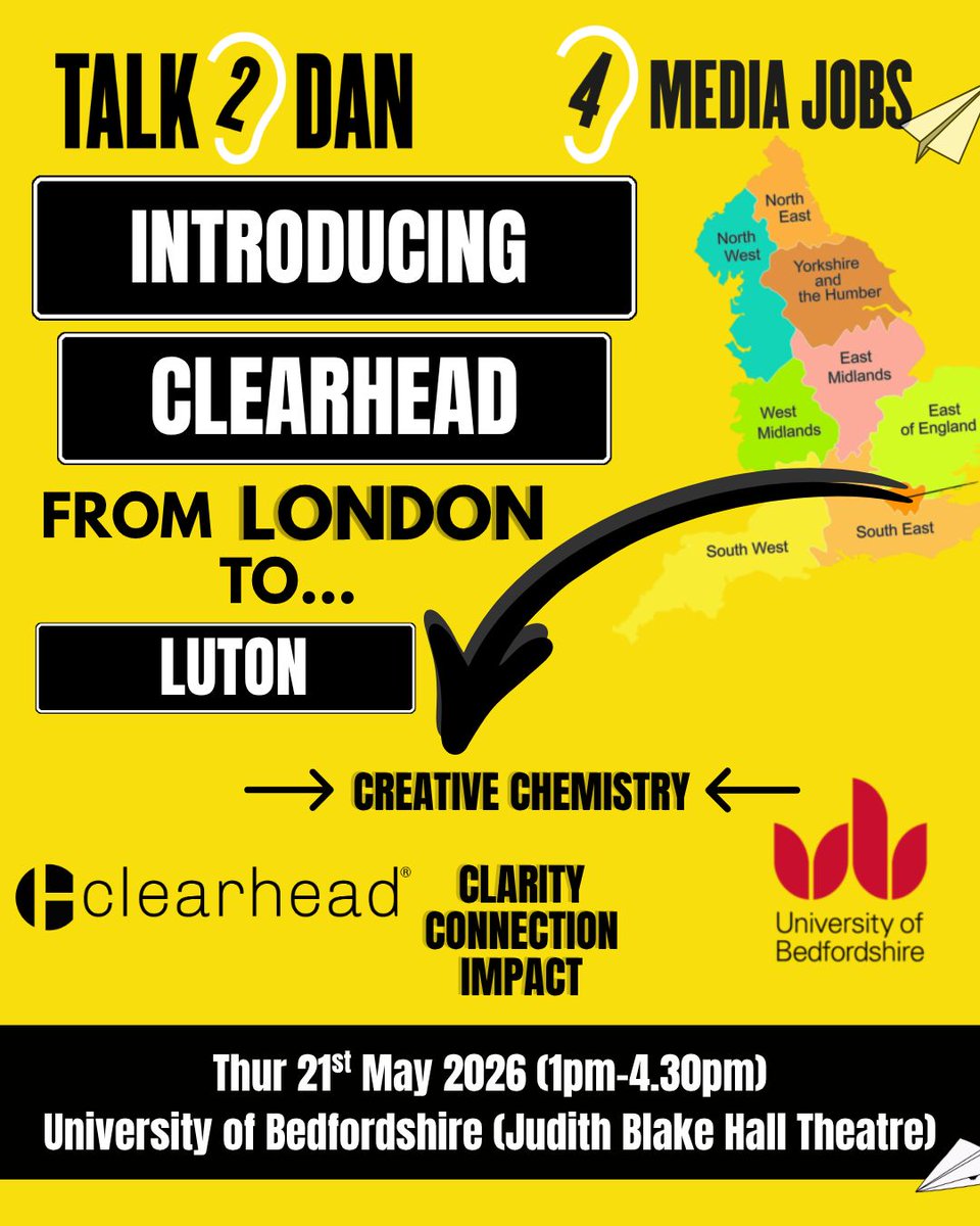 talk2dan_'s tweet image. 🎬 Partner spotlight: Clearhead

Luton-based creative agency 🎥 storytelling, film &amp;amp; social content that connects &amp;amp; inspires.

Meet them at Talk 2 Dan 4 Media Jobs 💡

🌐 buff.ly/3pEZTIz
🎟️ Free tickets: buff.ly/4vA1YSR

#Talk2Dan #Media #Luton #CreativeCareers 🚀