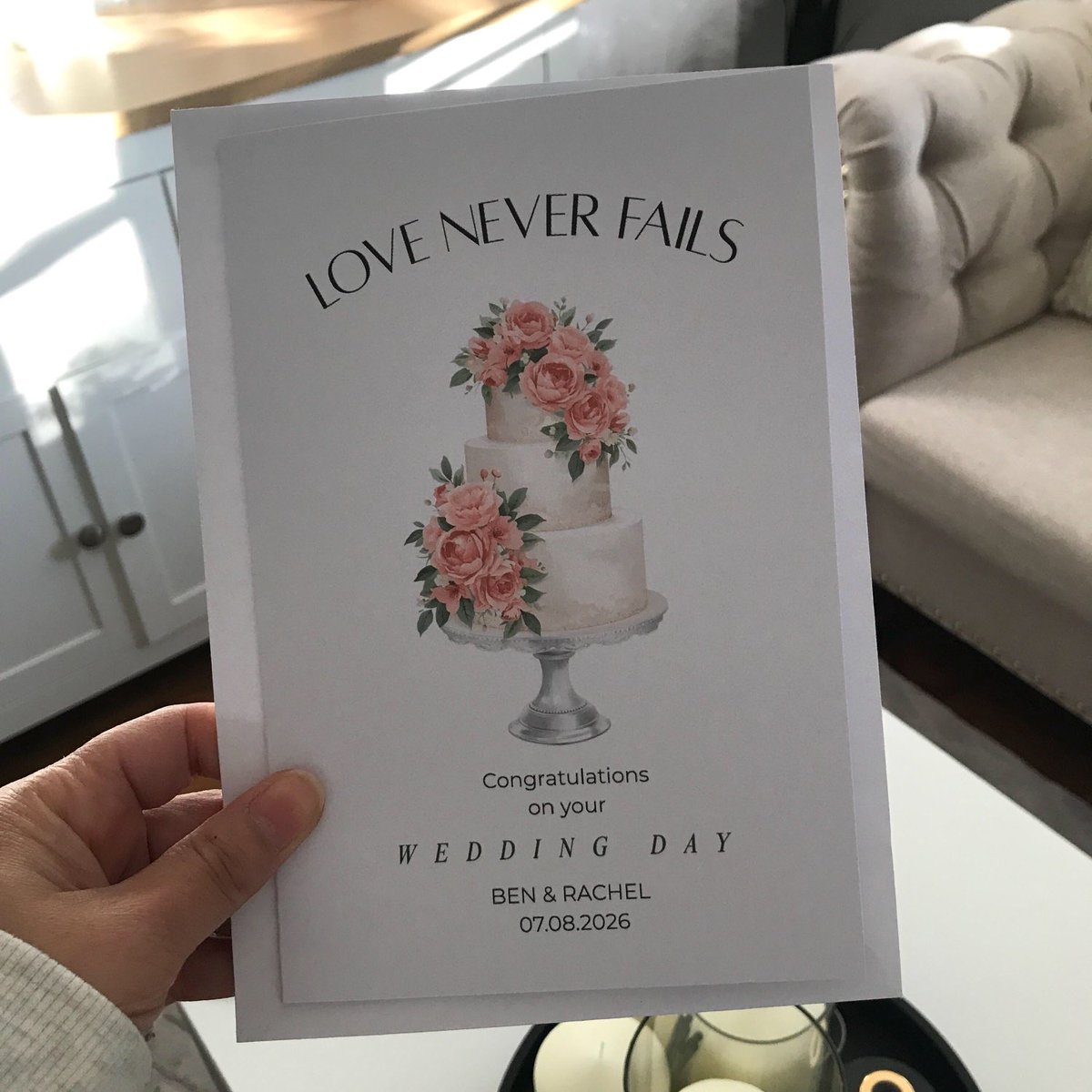 Love never fails - Wedding cards- Personalized cards 🍃🤍lazybailey.etsy.com/listing/443546…