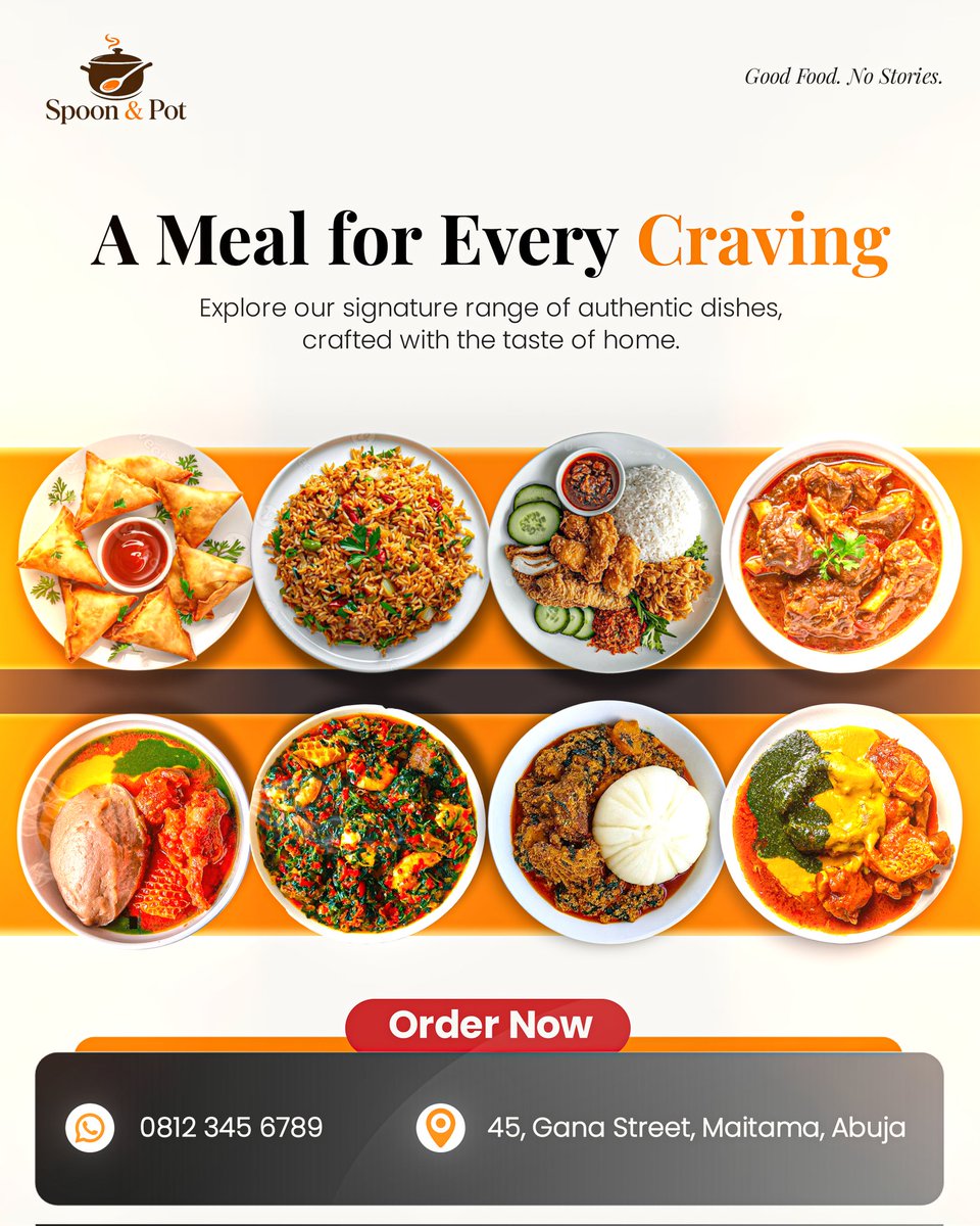 Emma_D_designer's tweet image. Most food brands chase discounts. 
What they need is a better strategy. 📈

​For Spoon &amp;amp; Pot, I built visuals that sell comfort and trust, not just meals. 🍲

​Nigerian food startups: 𝗗𝗠 𝗦𝗧𝗔𝗥𝗧  to scale. 📩

#foodbusiness #graphicdesign 
#foodbranding