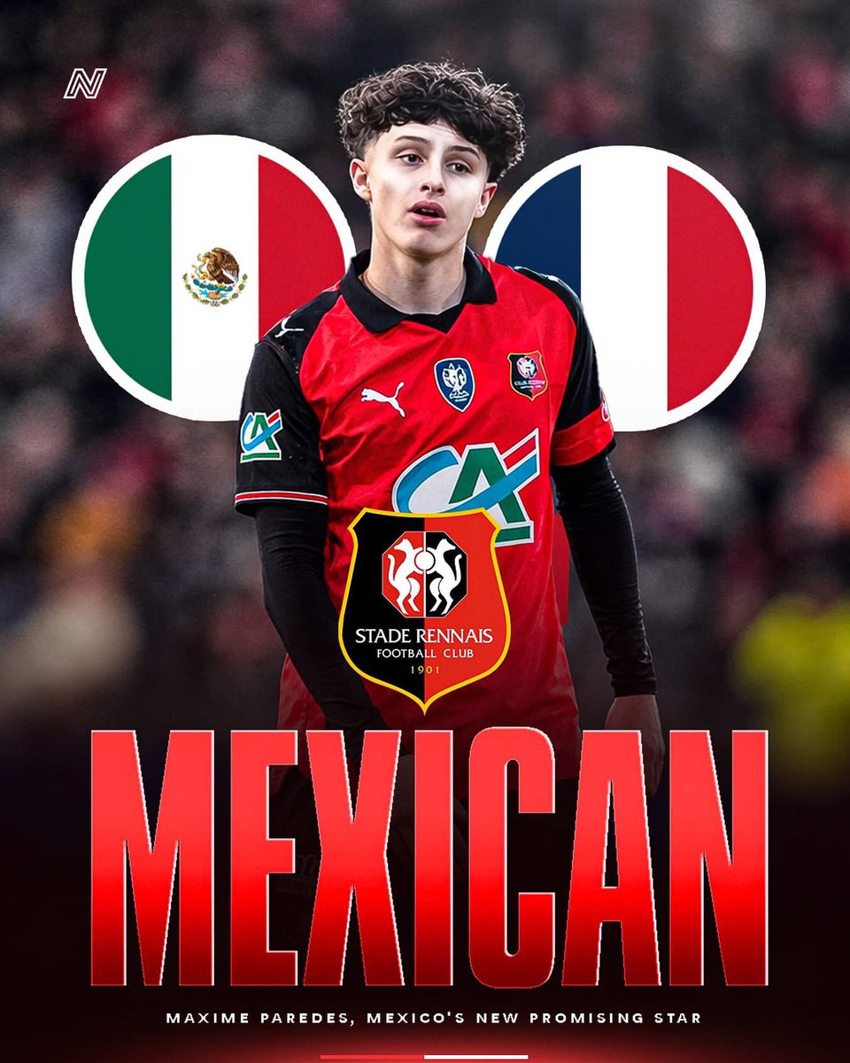 🚨🇫🇷 CONFIRMED: Stade Rennais’ U17 captain and number 10, MAXIME PAREDES, has been called up to Mexico’s U17 for the first time!

He joins AS Roma’s Sebastian Mattei and Freiburg’s Ricardo Schelble as the newest Europe-based talents recruited by Andres Lillini. ❤️👏🏼