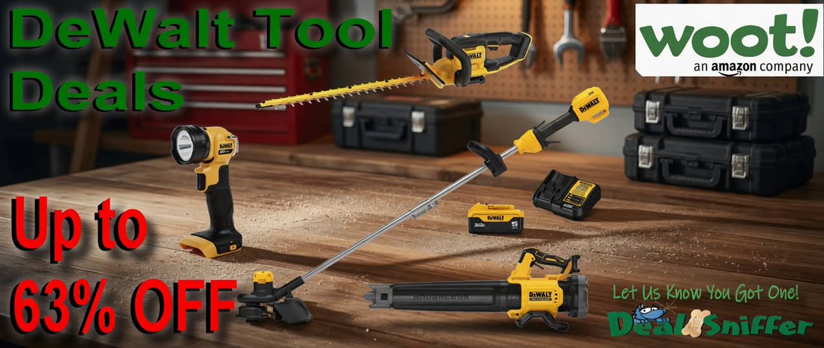 dealsniffer's tweet image. 🔥 Up to 63% OFF DeWalt Tool Deals @ Woot 💪
mavely.app.link/qnhzv4DCz2b 🔗
#dewalt #dewalttools #Tools #cordlesstools #cordless #workshop #garage #woot