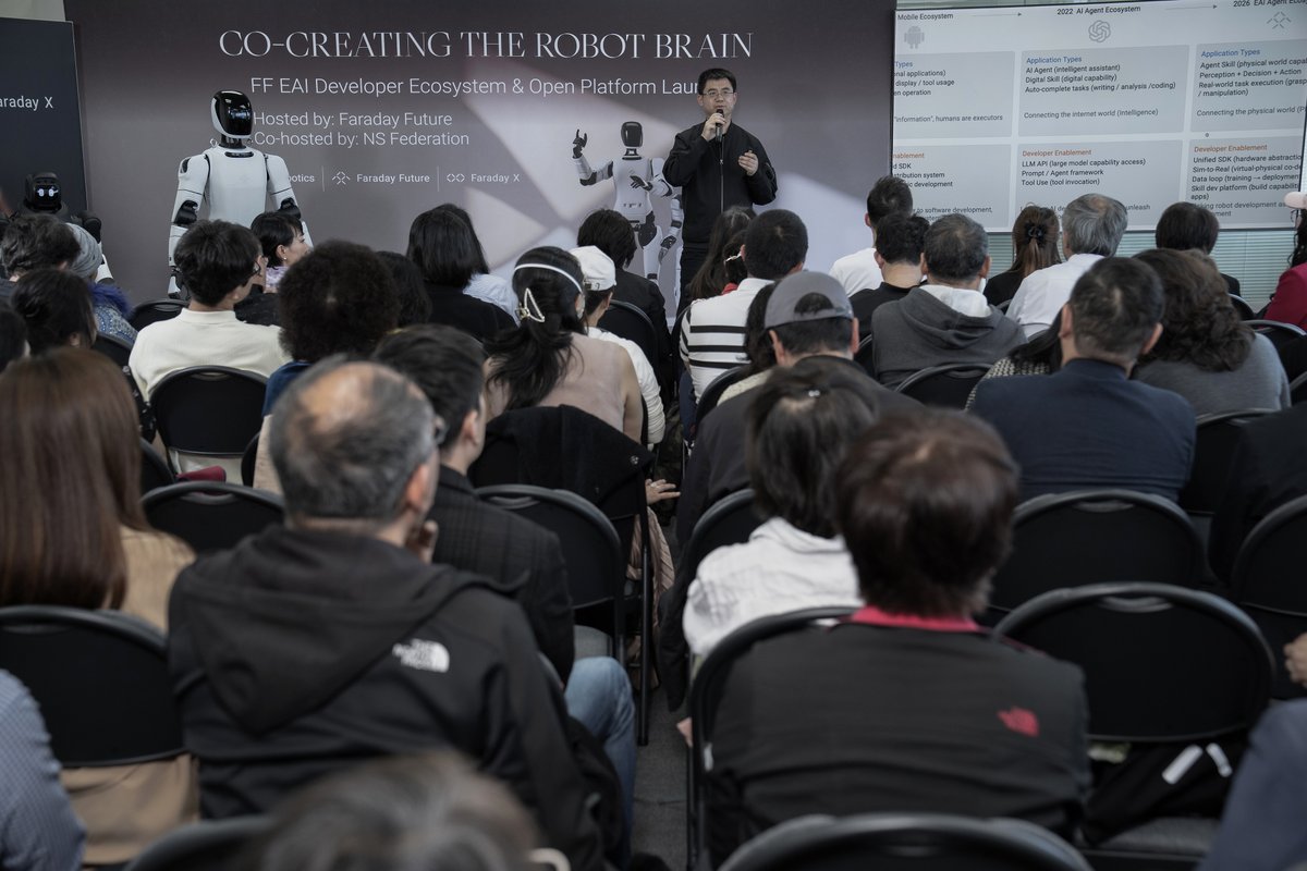 FaradayFuture's tweet photo. Faraday Future Strategically Launches Its Embodied AI Developer Platform Purpose-Built for AI Natives, Marking 2026 as the Inaugural Year of EAI Robotics Education

The platform features six developer tools and four core infrastructure layers, with planned recruitment of three categories of developers spanning K‑12 students to professional engineers, pairing every contribution with a comprehensive developer incentive program, restructuring the value framework of the AI education ecosystem.

Learn more at https://t.co/Pv6q4ZIsjJ
