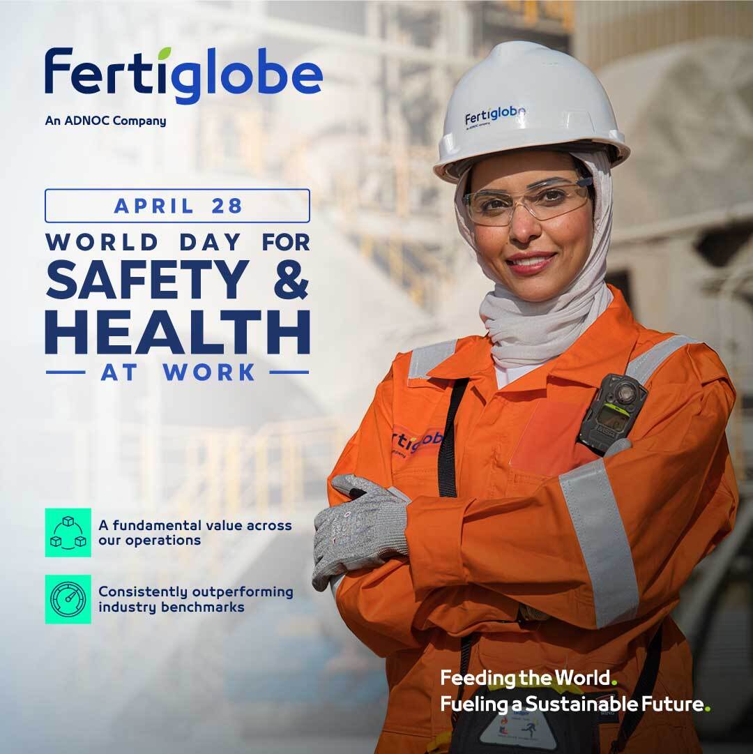 fertiglobe's tweet photo. 🏭 Today, on World Day for Safety and Health at Work, we acknowledge the people across Fertiglobe whose day to day actions support the reliability and integrity of our operations.

In 2025, we made further progress in strengthening our health, safety, and environmental performance, including:
• Over 45,000 hours of HSE training delivered to employees and contractors
• Enhanced safety reporting culture, with a 407% increase in safety observations over the last two years
• A Total Recordable Injury Rate (TRIR) of 0.11, placing us among industry leaders

These results reflect the ongoing focus and care of our teams across all sites. We remain committed to maintaining a safe and responsible working environment across all operations.

#Fertiglobe #WorldDayForSafetyAndHealthAtWork