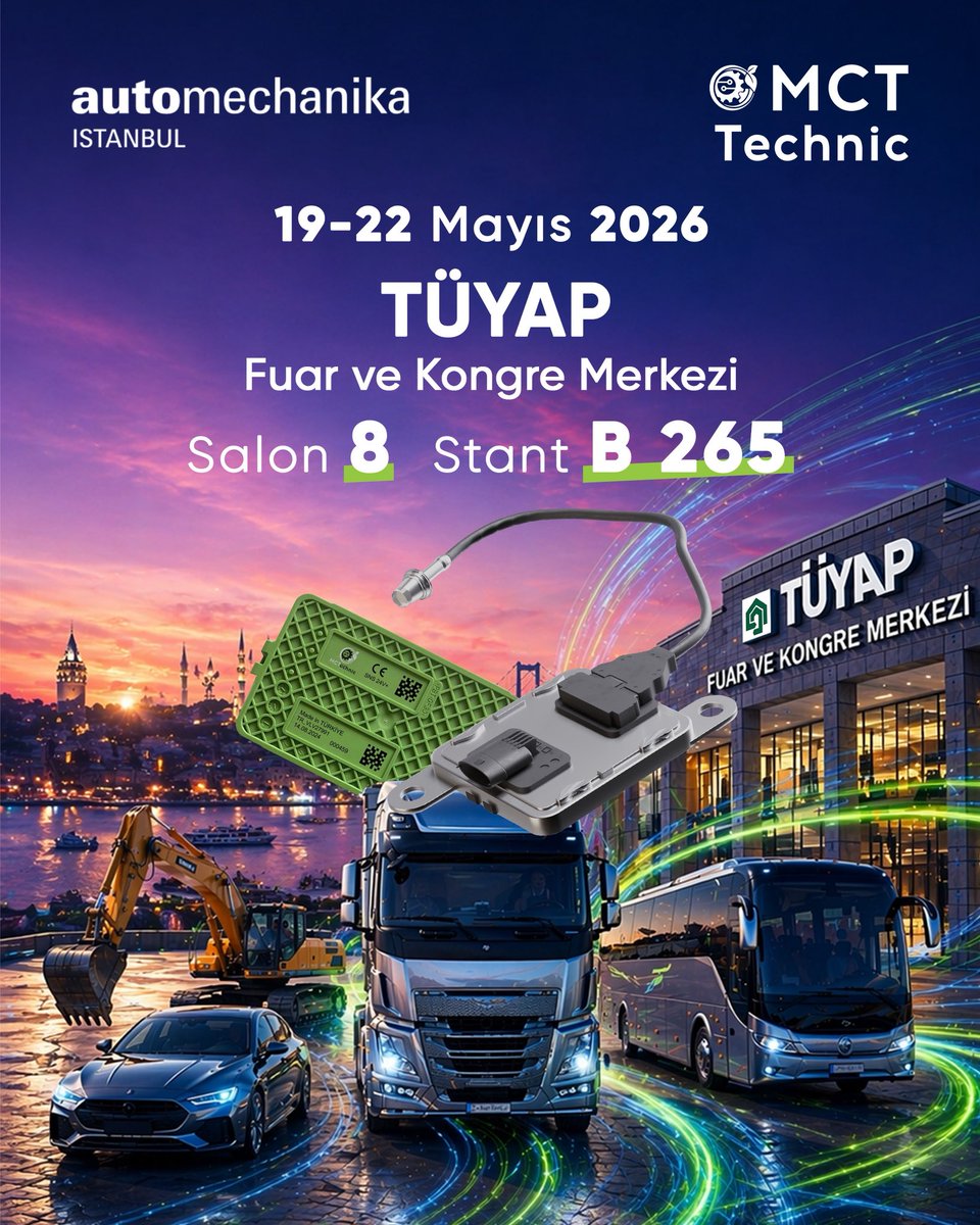 mcttechnic's tweet photo. MCT Technic, Automechanika İstanbul 2026’da yerini alıyor.

19–22 Mayıs 2026 tarihleri arasında TÜYAP Fuar ve Kongre Merkezi’nde, Salon 8 – Stand B265’te emisyon kontrol teknolojilerimizi ve mühendislik çözümlerimizi uluslararası paydaşlarla buluşturuyoruz.

—

MCT Technic will be exhibiting at Automechanika Istanbul 2026.

From May 19–22, 2026, we will be welcoming international stakeholders at TÜYAP Fair and Congress Center, Hall 8 – Stand B265, where we will present our emission control technologies and engineering solutions.

We look forward to welcoming you at our stand.