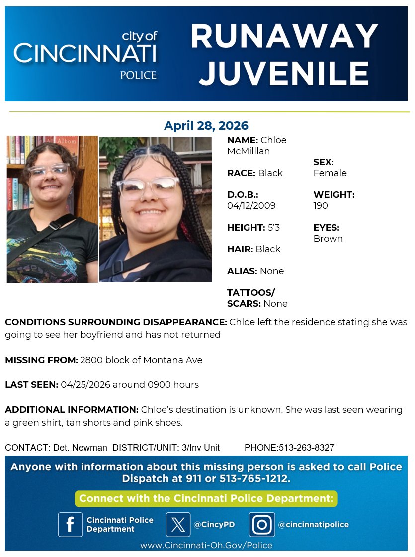 Cincinnati Police Department tweet media