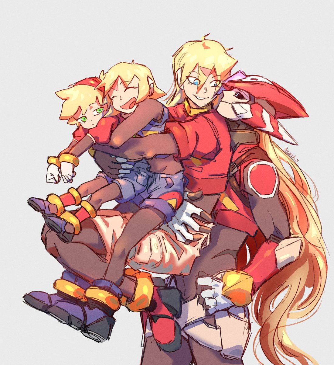Heavensadi's tweet image. No DNA test needed [AU]
Wow...they've grown quite a bit...
Credit must be given to Iris for cloning Zeros :U
#megamanzero #artwork #sketchart