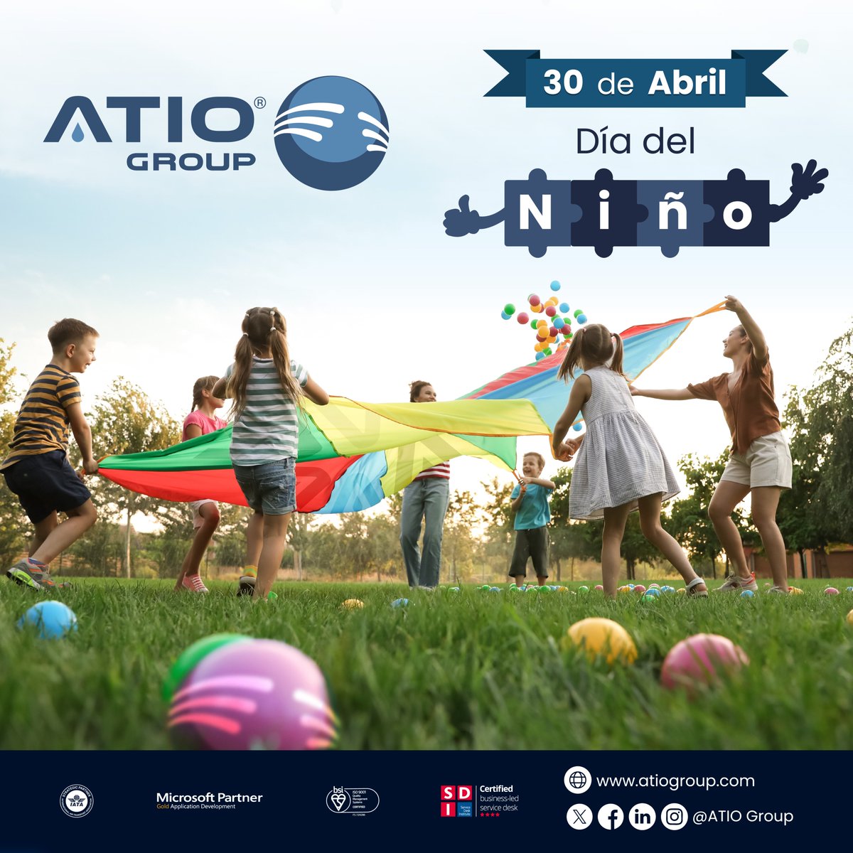 ATIOGroup's tweet photo. 🎈 En #ATIO celebramos la alegría, la imaginación y la energía que inspiran a niñas y niños cada día.
Impulsar su bienestar y fortalecer nuestra comunidad es sembrar un futuro lleno de oportunidades y sonrisas.
✨ ¡Feliz #DíadelNiño! #CulturaATIO #NiñezATIO https://t.co/7poN7hB6t4