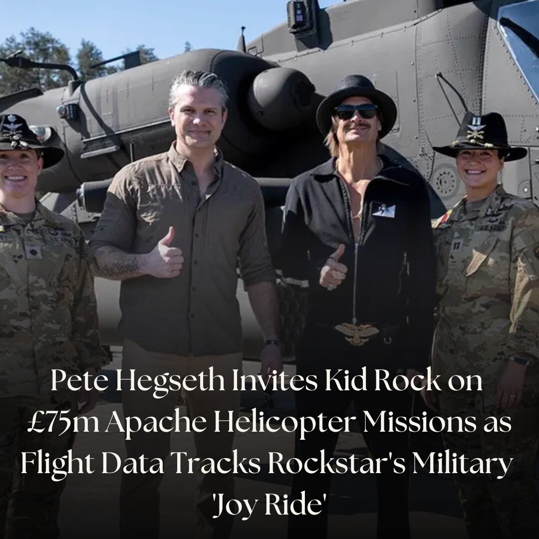 IBTimesUK's tweet image. Defence Secretary Pete Hegseth faces backlash for allowing Kid Rock to fly in a US Army attack helicopter amid taxpayer cost concerns. 

#PeteHegseth #KidRock #Pentagon #Military #Politics   

Read More: ift.tt/cMRmP90