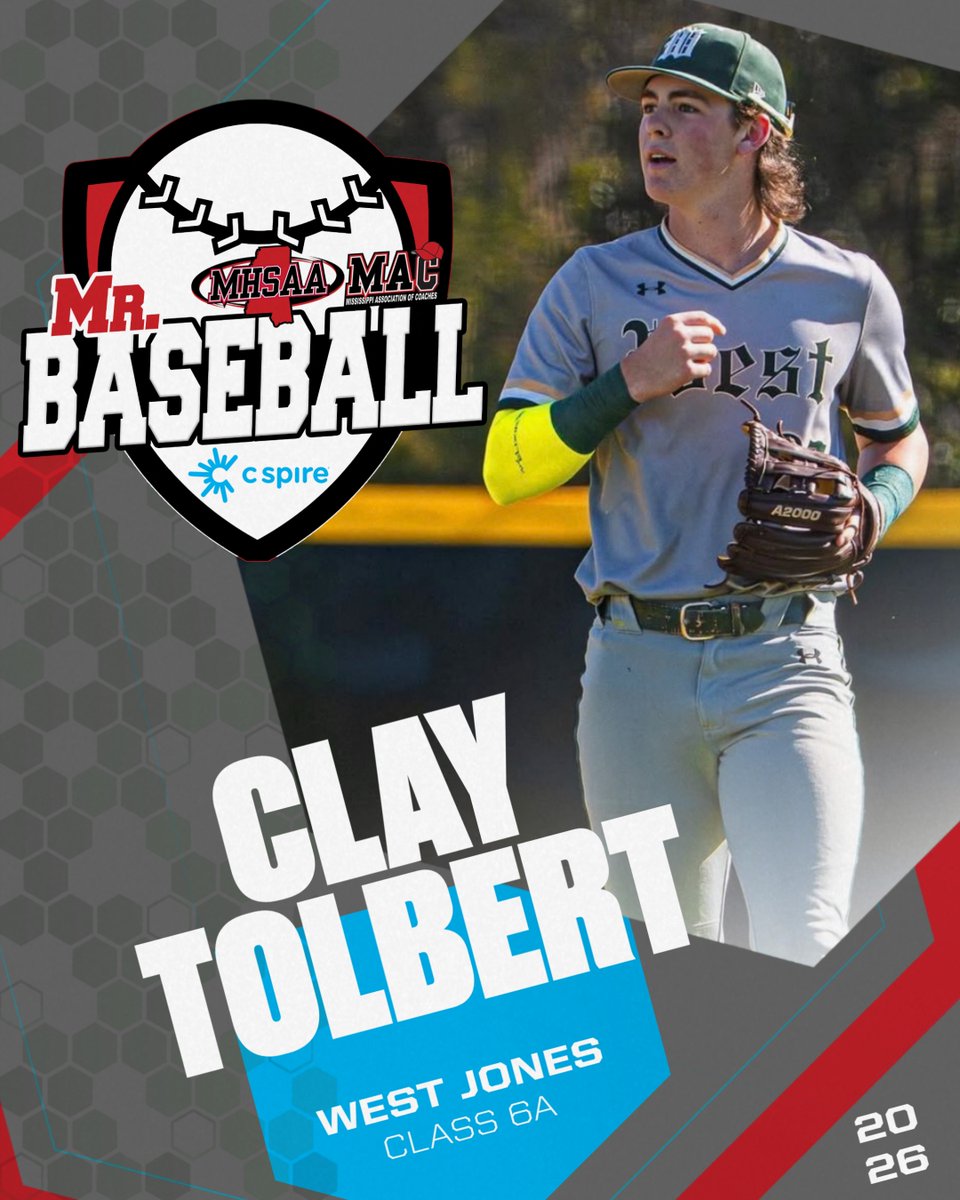 MACoaches's tweet photo. C L A Y   T O L B E R T
West Jones HS
6⃣A Mr. Baseball https://t.co/CZ93mj1xX4