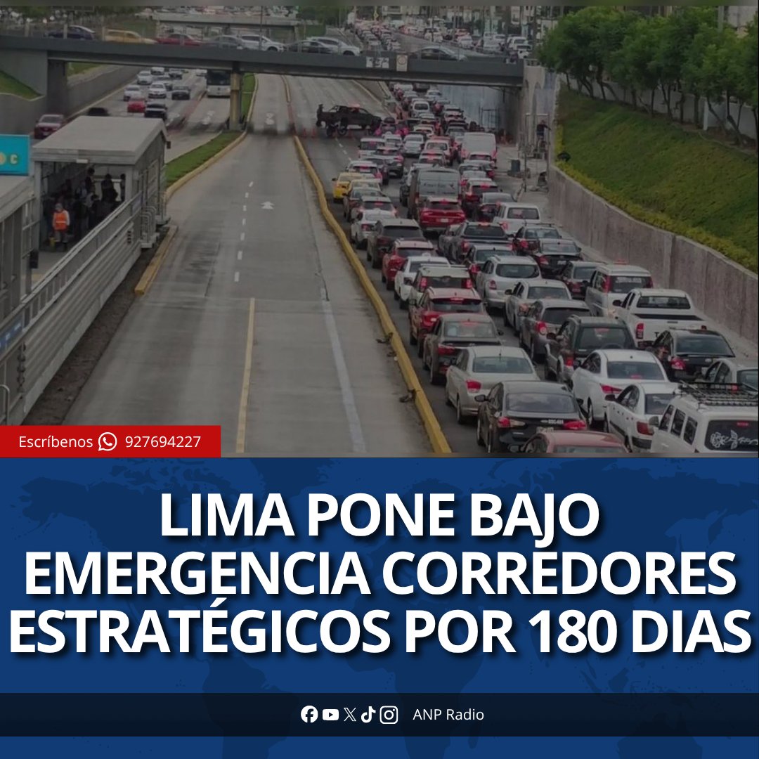 anp_radio1928's tweet image. 🚨 Lima declaró en emergencia el tránsito en el Sistema Vial Metropolitano por 180 días. La medida activa control, fiscalización e intervención vial en corredores estratégicos, con apoyo de la Policía y la ATU.  #Lima #Transito #ANPRadio