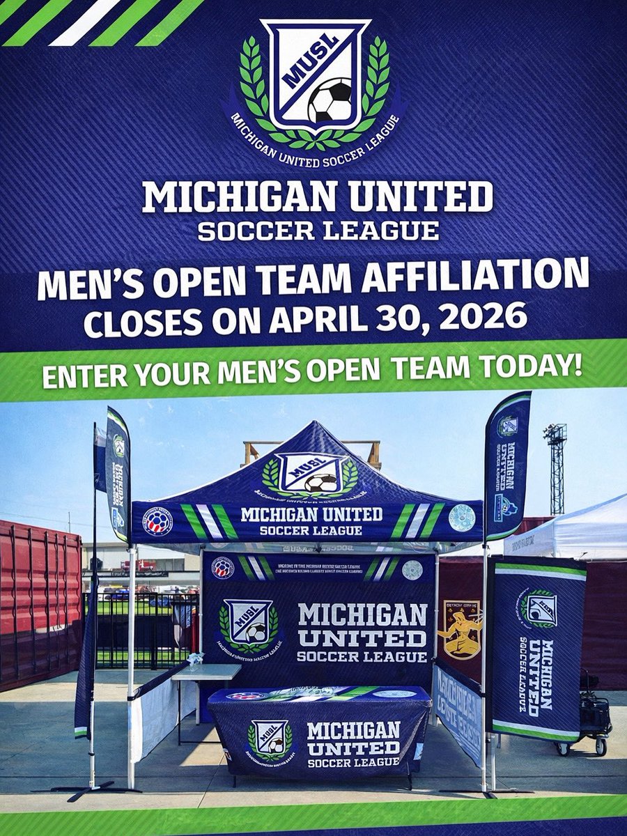 MUSL_Soccer's tweet image. LAST CHANCE!!! 

Have a men’s open team? Looking for a league to play in? Look no further! musl.net Only TWO days left to get your team IN!

#soccer #soccerleague #worldcup #usadultsoccer #puremichigan