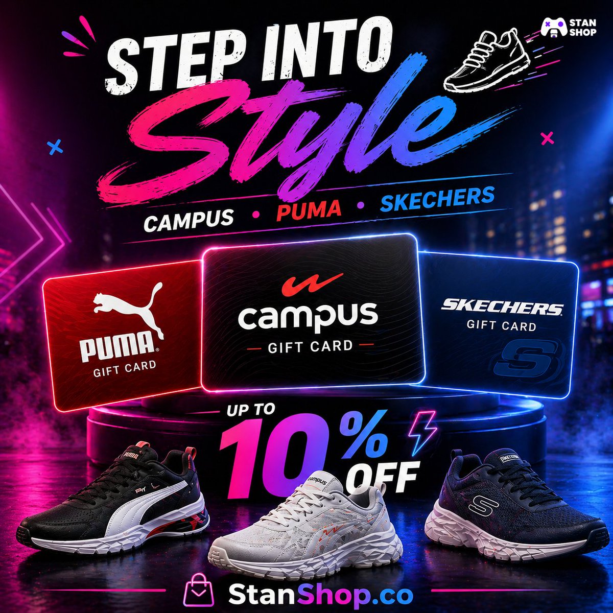 StanShop_co's tweet image. Step into style 👟
Campus • Puma • Skechers
Shop with gift cards &amp;amp; save more on every purchase 🎁
Up to 10% OFF ⚡

Explore Now👇
stanshop.co/in/fashion-and…

#stanshop #giftcard