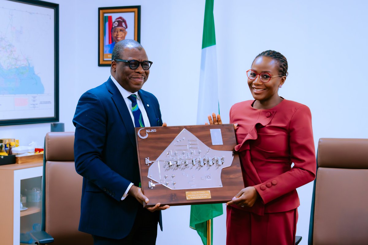 OluVerheijen's tweet photo. Today I met with Mr.@FaledeLeye who recently assumed office as @officialnlng Managing Director on a courtesy visit with his team. 

Our discussions covered NLNG’s continued role in monetising Nigeria’s abundant natural gas resources, alongside notable improvements in plant performance, now averaging above 86 percent utilisation, driven by enhanced security in the Niger Delta.

We also discussed progress on the Train 7 project, scheduled for commissioning in 2027, and the potential for further expansion through Train 8 plus to deliver value for Nigeria