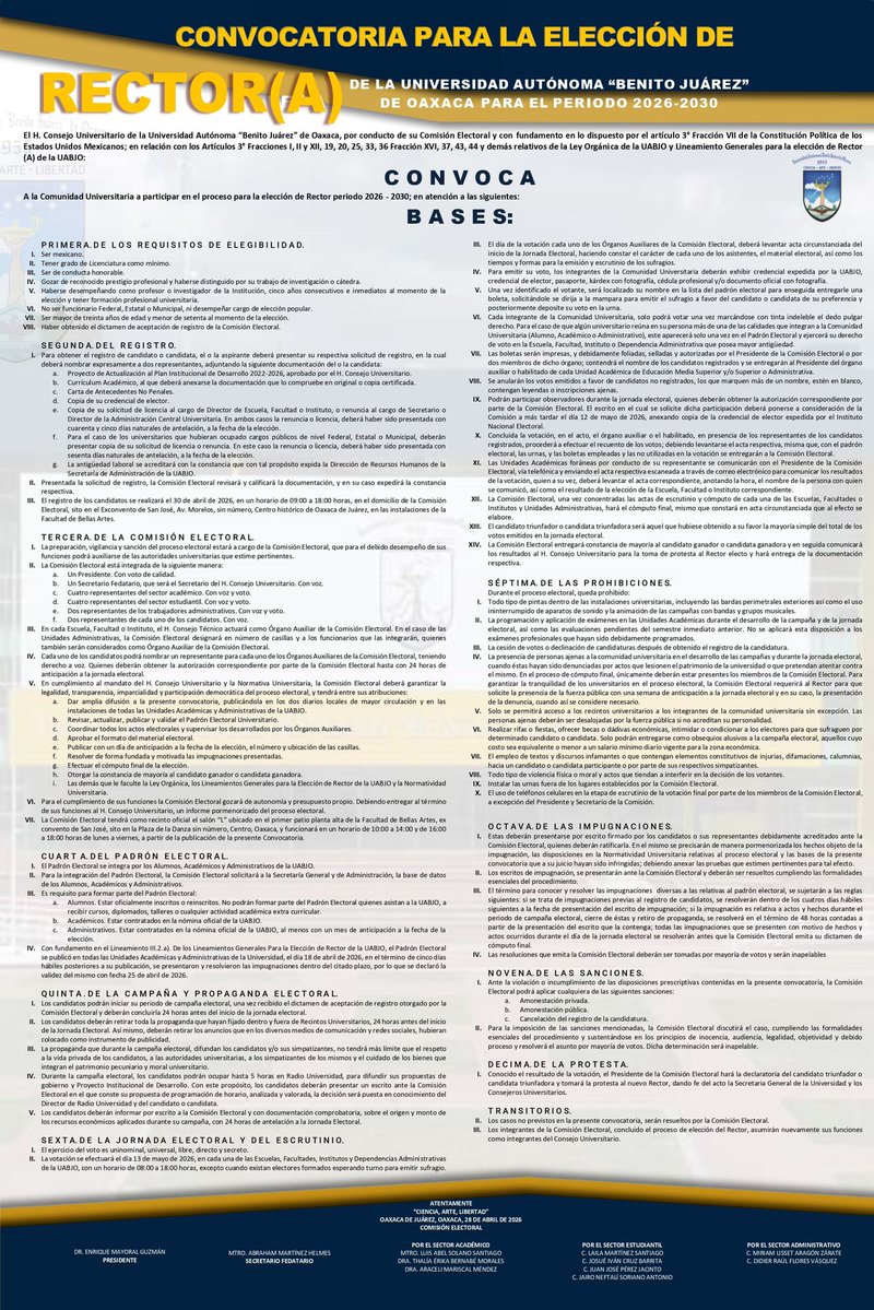 Estado20's tweet image. #Oaxaca | Emiten la convocatoria para la elección del titular de la Rectoría de la @UABJO estado20.com/politica/emite…