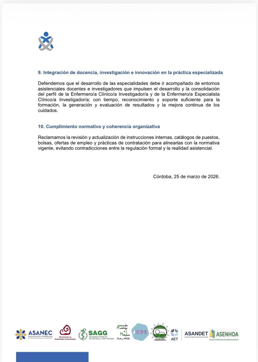 asanec's tweet photo. 📌ASANEC ha estado presente en el acto oficial del Consejo Andaluz de Enfermería (CAE) de presentación del Decálogo conjunto de reivindicaciones comunes de las Sociedades Científicas de Enfermería de Especialidades de Enfermería en Andalucía celebrado en @EnfermeriaJaen 
#Efyc https://t.co/mRiONcbJTV