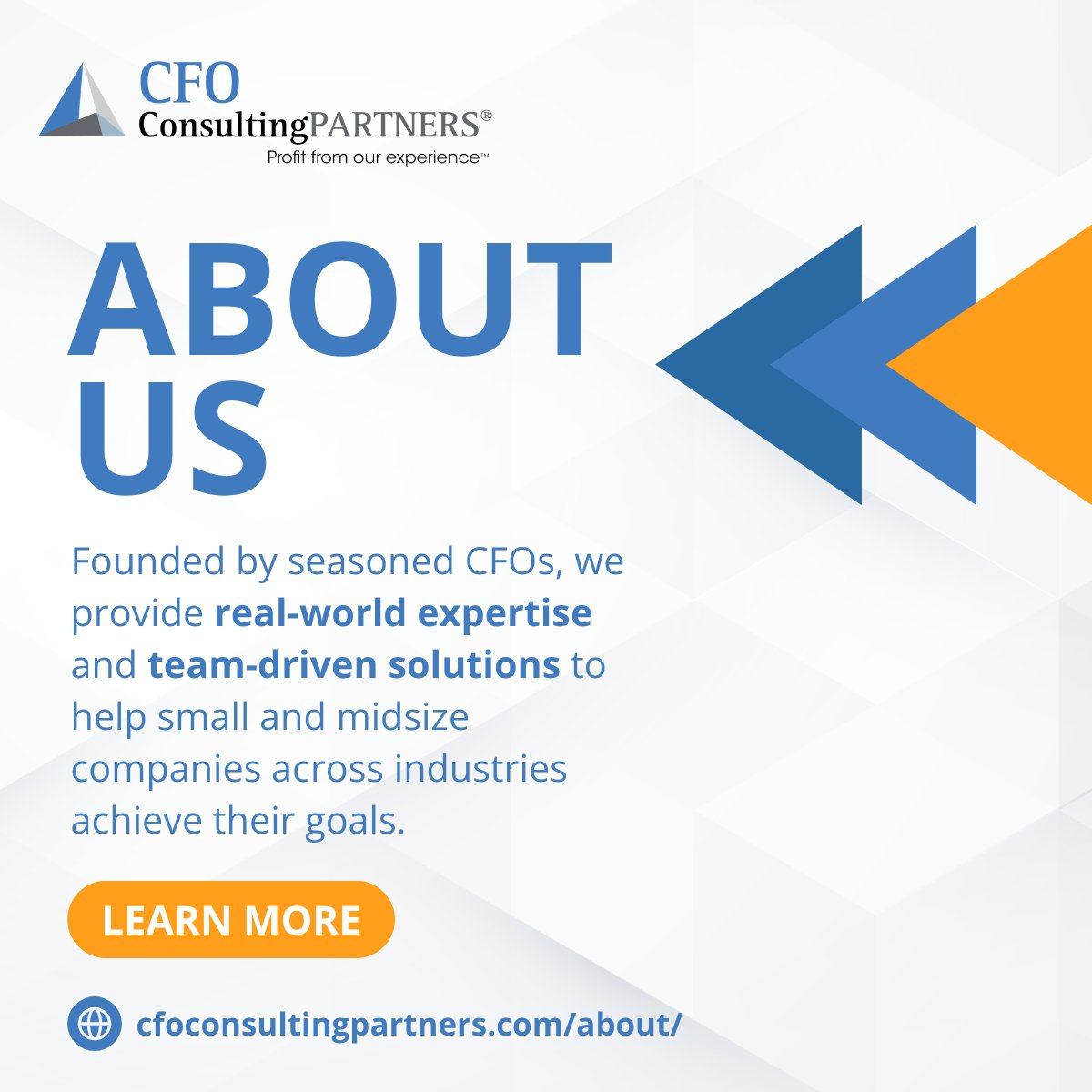 We’ve been in your shoes. Founded by former Big Four CPAs and Fortune 500 executives, we provide senior-level CFO support—from M&amp;A and audit readiness to FP&amp;A.

Learn more: cfoconsultingpartners.com/about/

#FinancialLeadership #FractionalCFO #BusinessGrowth #CFO #CFOConsultingPartners