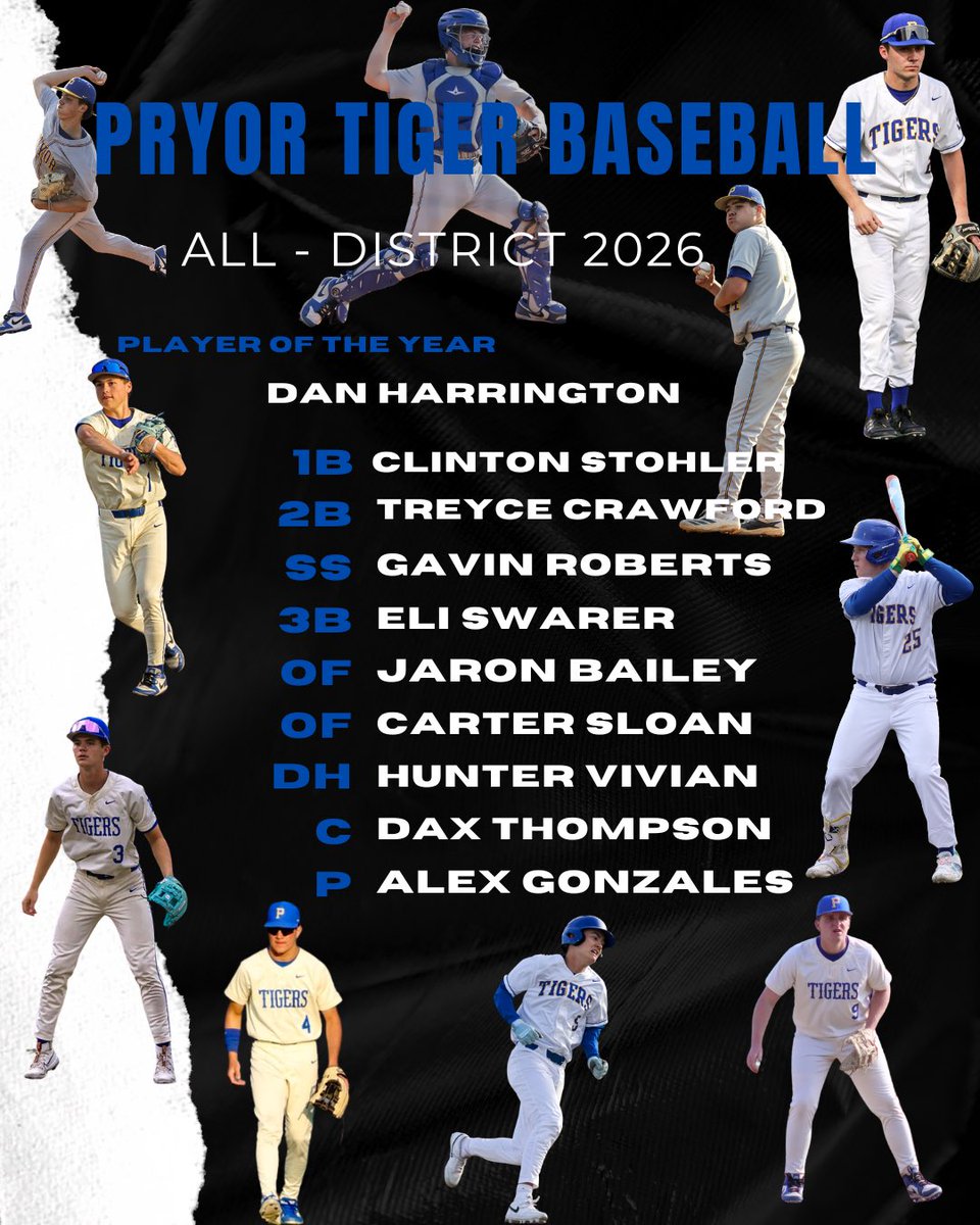 PryorBaseball's tweet photo. Pryor Tigers - 5A-3 All District Awards
Congratulations! https://t.co/PHXj1lqijK