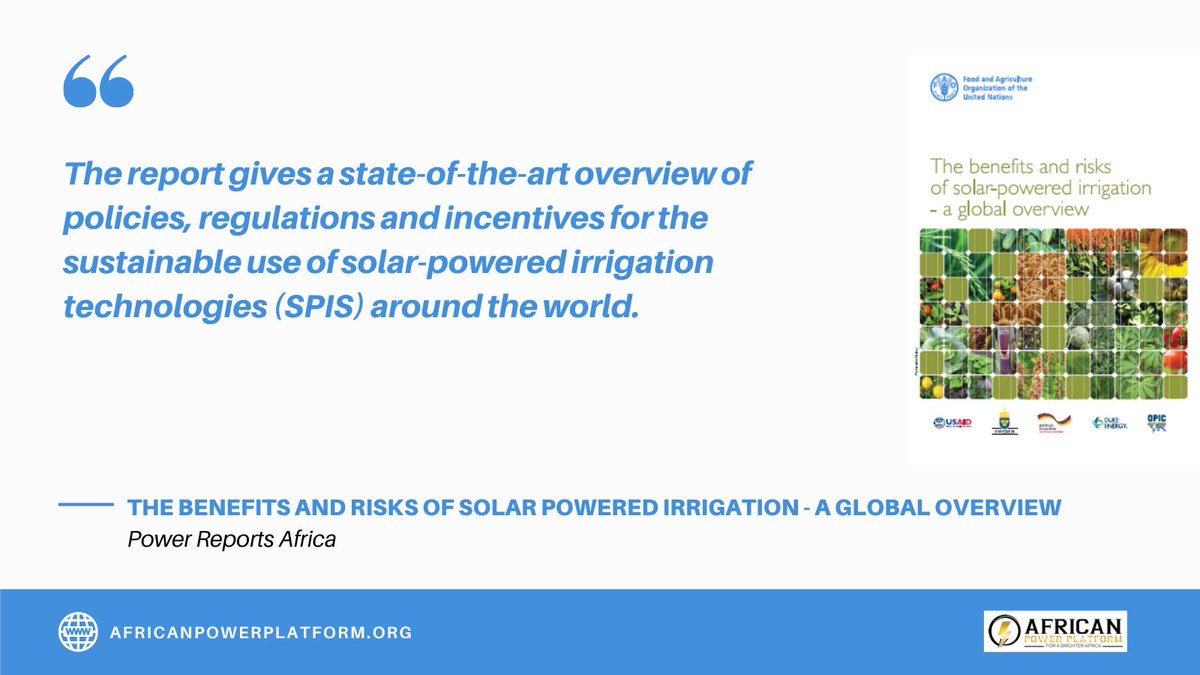 power_african's tweet image. africanpowerplatform.org/resources/548-…

Power Reports Africa

The Benefits and Risks of Solar Powered Irrigation - a global overview

#africanpowerplatform #energy #cleanenergy #Africa #renewables #renewable #renewableenergy #electricity #solar #wind #biomass