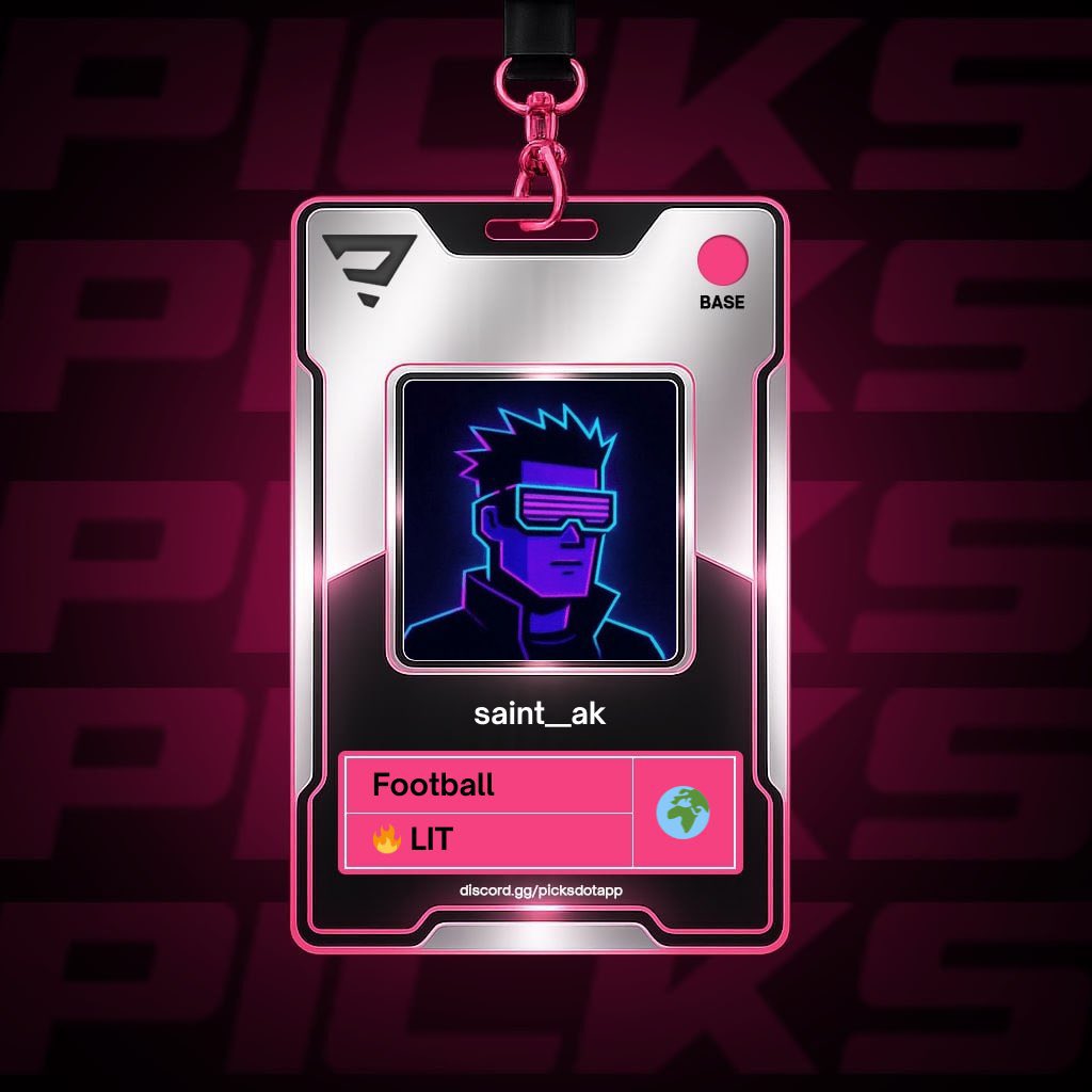 Saint__Ak's tweet image. You spend hours watching matches and tracking stats.
@Picksdotapp turns that knowledge into up to 30x on real player performance.
i'm card #Pick-07881, already running lineups in discord play mode before world cup 2026.
your edge deserves a home → discord.gg/pickdotapp