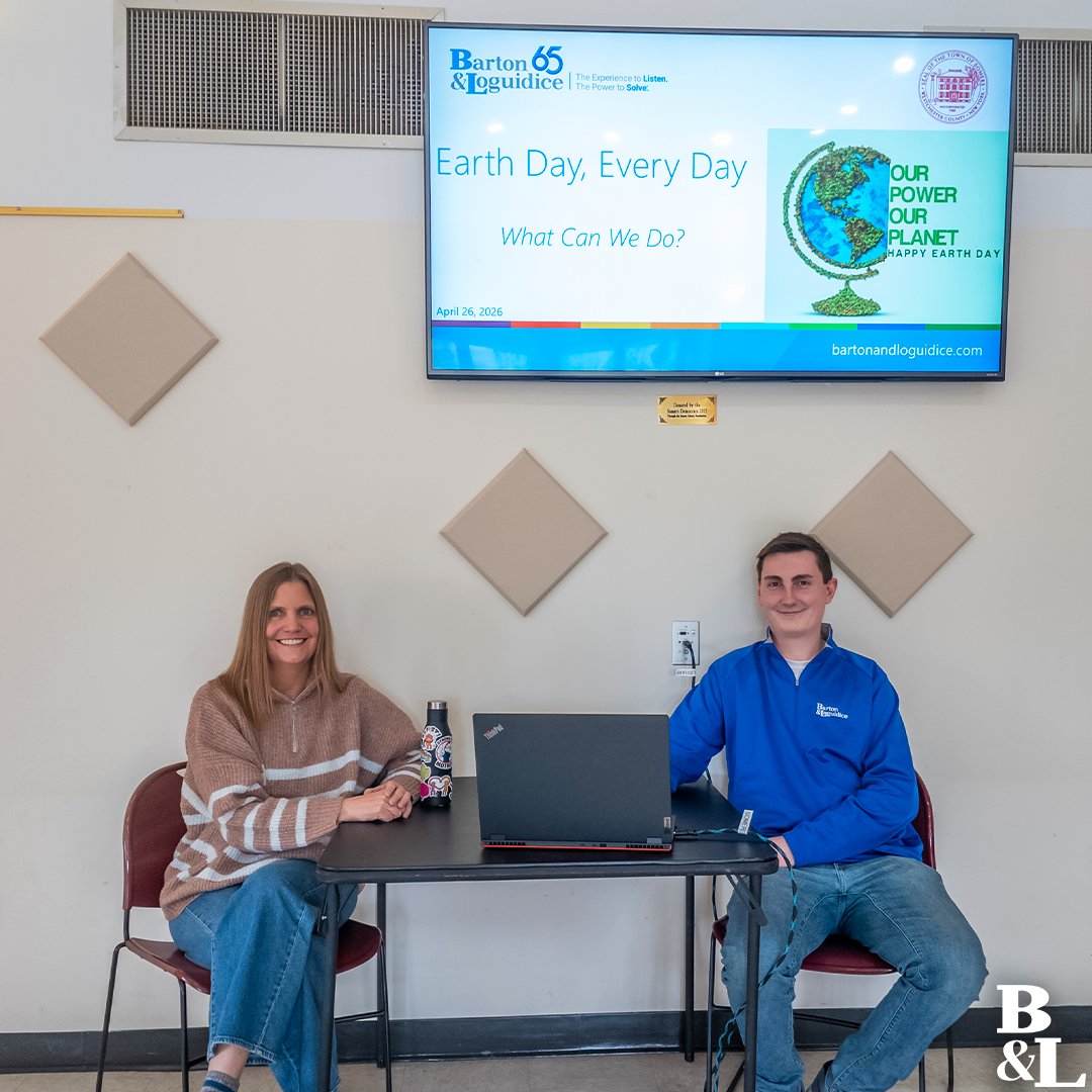 BartonLoguidice's tweet photo. Leigh and Dylan presented at the Somers Earth Week this past weekend! They shared practical insights on rain gardens, composting, waste reduction, and recycling, helping community members explore simple ways to make a positive environmental impact. #EarthWeek #TeamBartonLoguidice https://t.co/Qs3GEOSv8O
