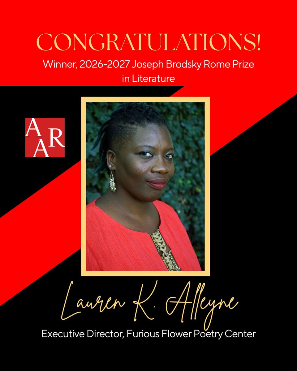 We are excited to share that our Executive Director, Lauren K. Alleyne, is the recipient of the Joseph Brodsky Rome Prize in Literature from the American Academy in Rome!

We are so proud of you, Lauren!