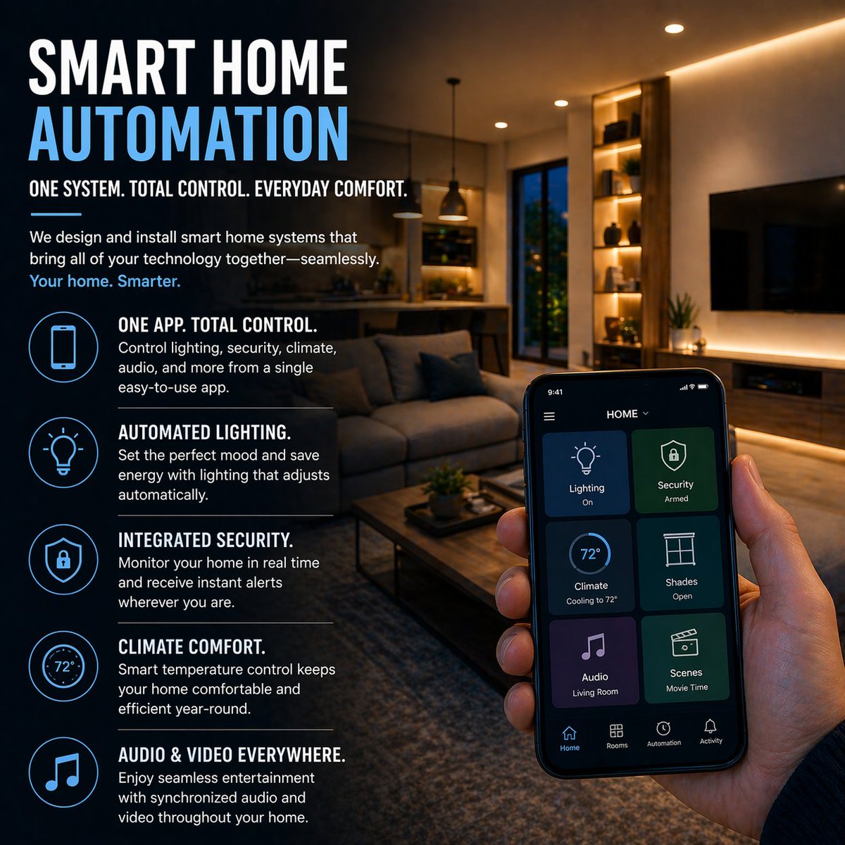 tvalleysolution's tweet image. Too many apps = not a smart home.

📱 One app
💡 Lighting
🔒 Security
🌡️ Climate

Everything connected.

👉 link.treasurevalleysolutions.com/twitter

#SmartHome #Automation