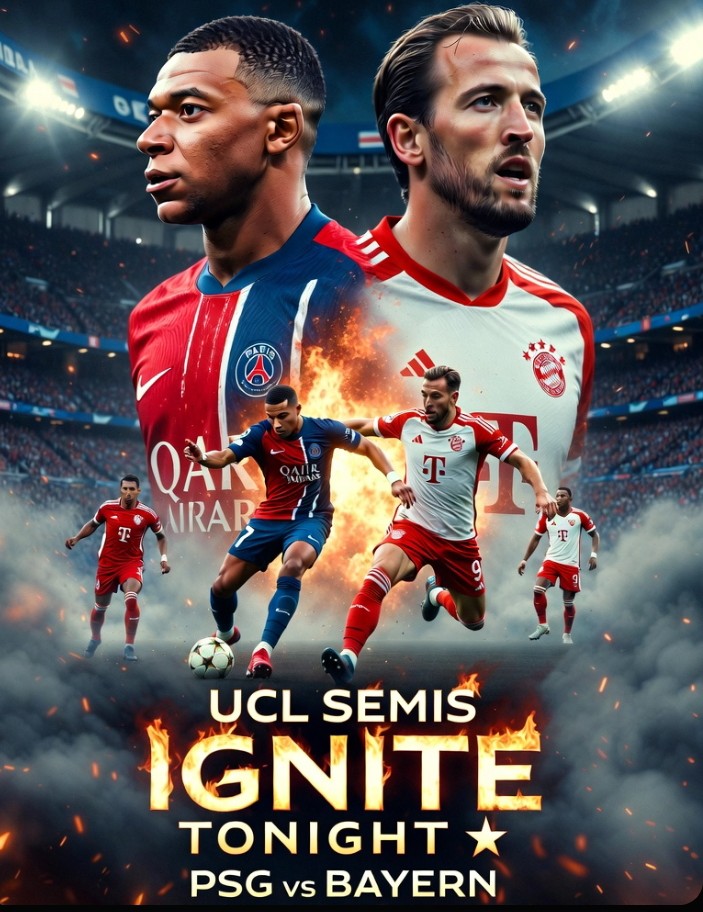 CHAMPIONS🏆 LEAGUE SEMIS ARE ON FIRE TONIGHT!🔥

PSG vs Bayern Munich at Parc des Princes — defending champs vs European giants. Mbappe magic or Kane masterclass?

Tomorrow: Atlético vs Arsenal... Will the Gunners finally break through?

This is football at its absolute peak.
