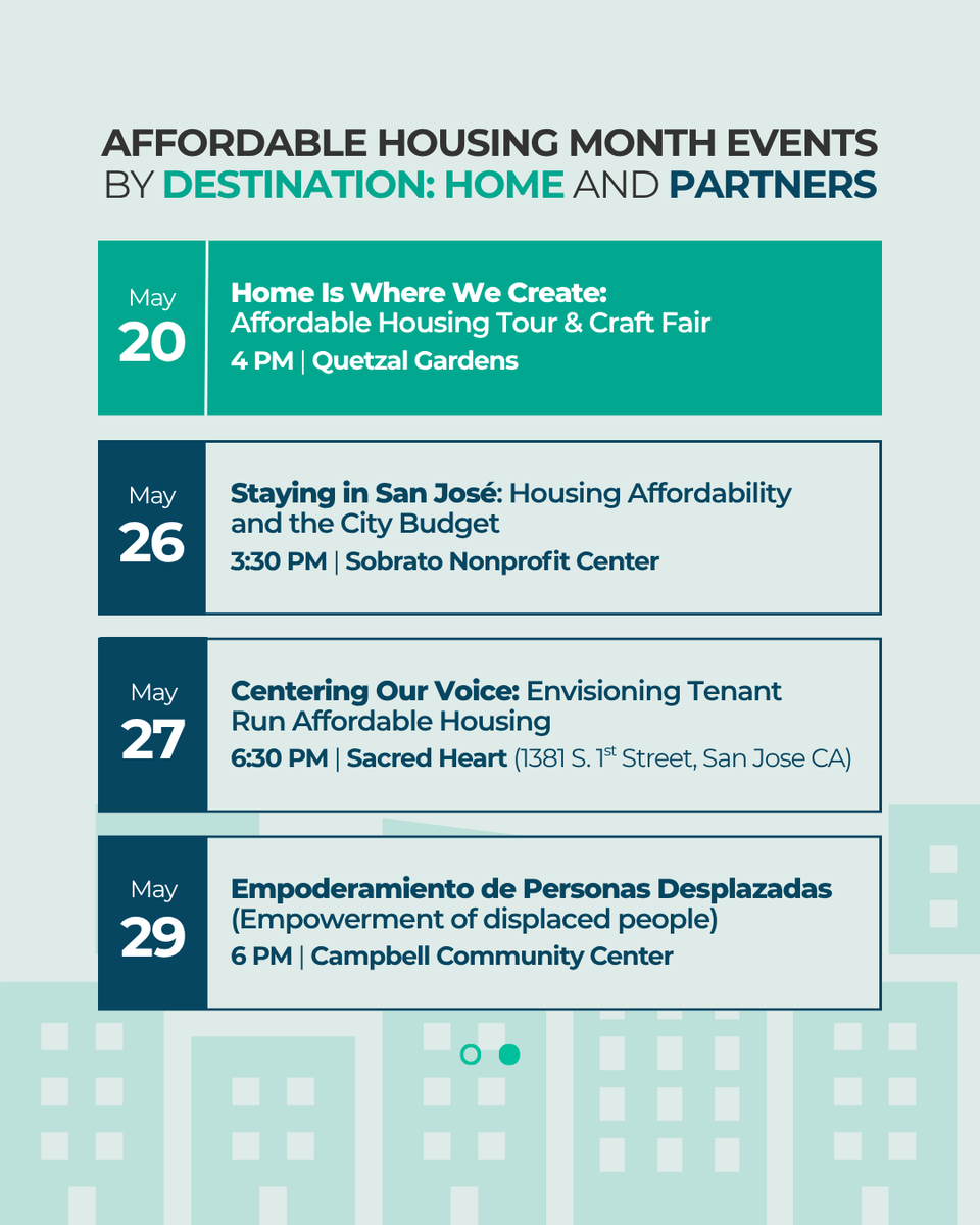 DSTNHome's tweet photo. Destination: Home and supportive housing system partners are creating spaces for honest conversations about affordable housing and other proven solutions to homelessness. 💬🏘️  

Learn more &amp; join us: https://t.co/WrzNXDyTXT 

#AffordableHousingMonth #SantaClaraCounty #event https://t.co/vHfFri8WmL