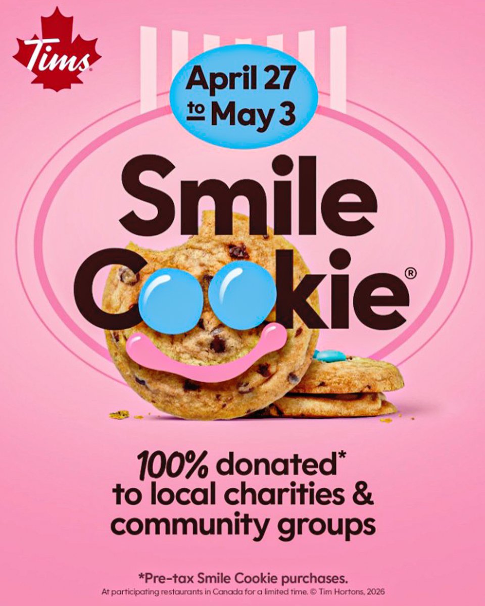 OHLBattalion's tweet photo. Sarge got his, go get yours #7thMan 

Smile Cookies are back at Tim Hortons until May 3, with proceeds going in North Bay going to the North Bay and District Humane Society 🍪💚 https://t.co/dgeaTuwVkY