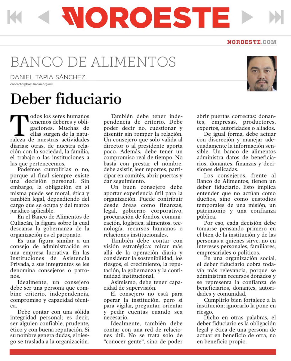DanielTapiaMx's tweet photo. El deber fiduciario es simple: decidir por la institución, no por uno mismo.
Sin independencia y supervisión real, un consejo estorba más de lo que ayuda.

Nueva columna 👇 https://t.co/FCNAcyABtL