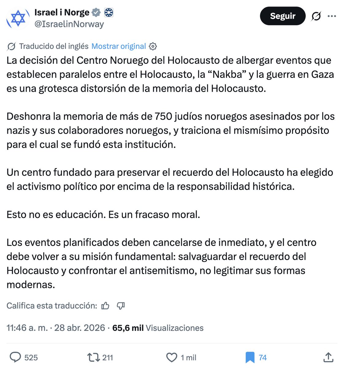 effirefire's tweet photo. "Grotesca distorsión" "Deshonra" "Traición" "Fracaso moral" "Debe cancelarse de inmediato"

Pareciera que necesitan desesperadamente la excepcionalidad de ser las víctimas más importantes del planeta, de hecho, las únicas víctimas reales del planeta. https://t.co/HdjWZZbBuN