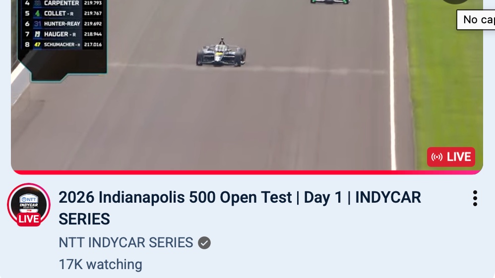 SteveZautke's tweet photo. More viewers are currently watching the #Indy500 Test than The Pat McAfee Show.
Both are proud Indianapolis icons. Well done, #IndyCar fans!
@ims #PenskeEntertainment #The317 https://t.co/p5Lvxastjm