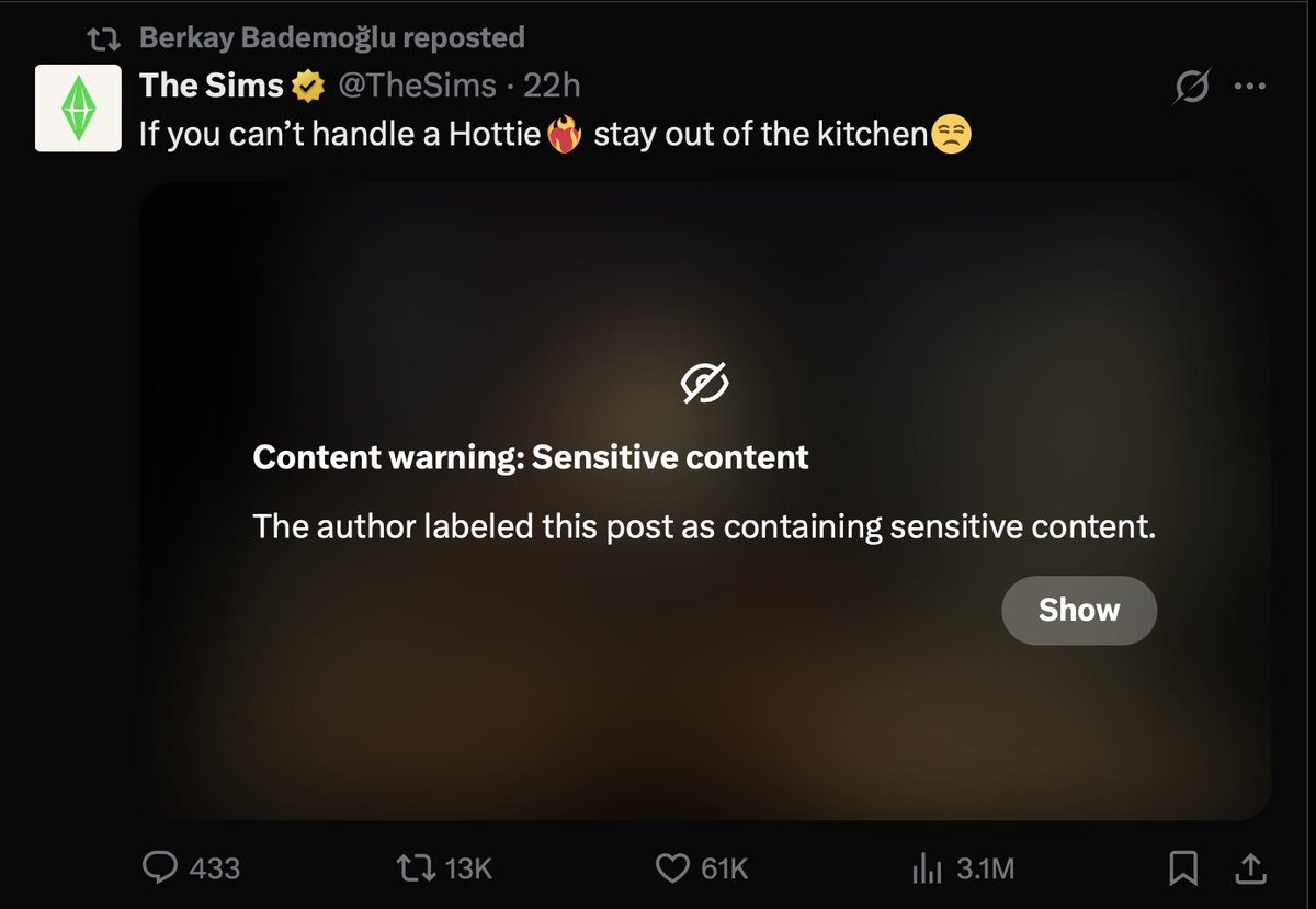 erin_simmer's tweet image. Not the sensitive content warning 😅
#Sims #TheSims