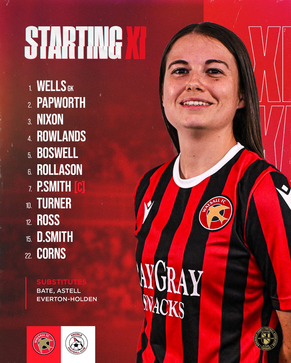 WalsallFCWomen's tweet photo. Your #Saddlers XI for the Women's Challenge Vase Final! 📋 https://t.co/Bgv6hyNb7U