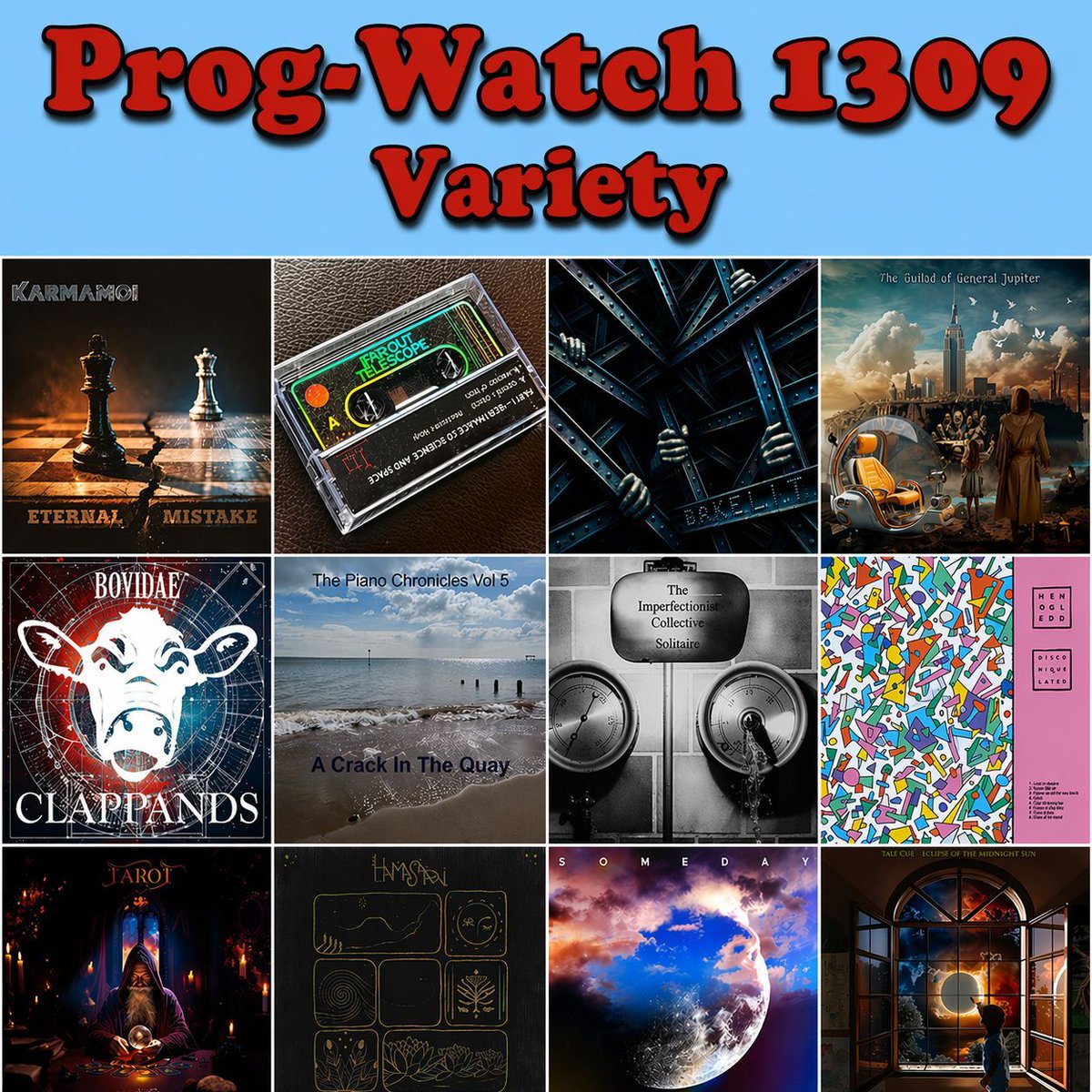 ProgSquatch's tweet photo. This week: variety! HamaSaari, Hen Ogledd, Bovidae, Far Out Telescope, Karmamoi, Anton Roolaart, The Imperfectionist Collective, Bakelit, Magenta, Tale Cue, Polychrome, and Tigermoth Tales!

https://t.co/5mXn1tGaKh https://t.co/0bcMDdvUvw