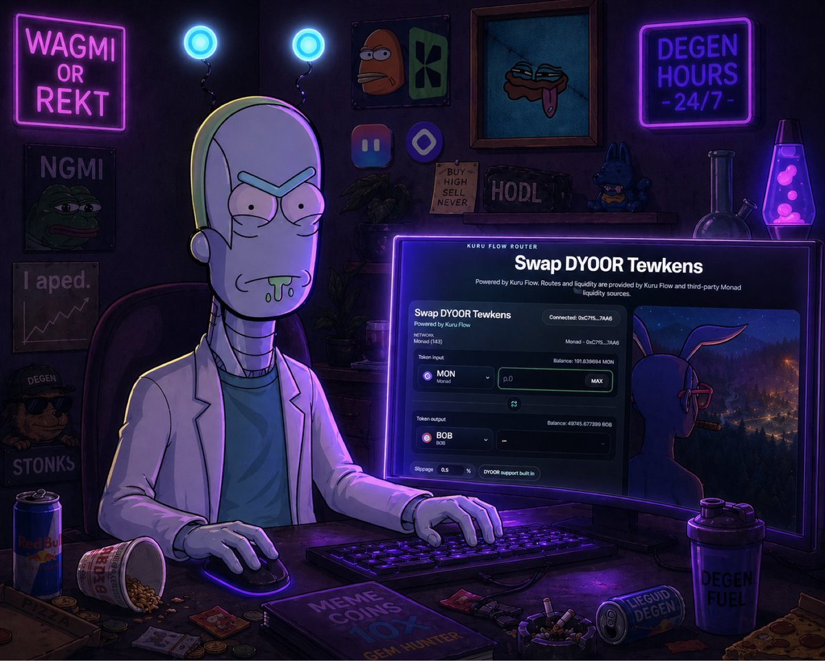 DYOOR_'s tweet photo. Just a #degen swapping Tewkens on #Monad 

https://t.co/XSdWBICLE8

Swap
@BobMonad 
@EmonadCoin 
@ChogNFT 

#crypto #memecoins #defi powered by @KuruExchange https://t.co/y4k56lPCOK