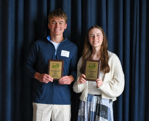 southathletics's tweet image. Congratulations to Tyler Hace and Paige Janson for earning CVC Sportsmanship Awards.

#RebelPride